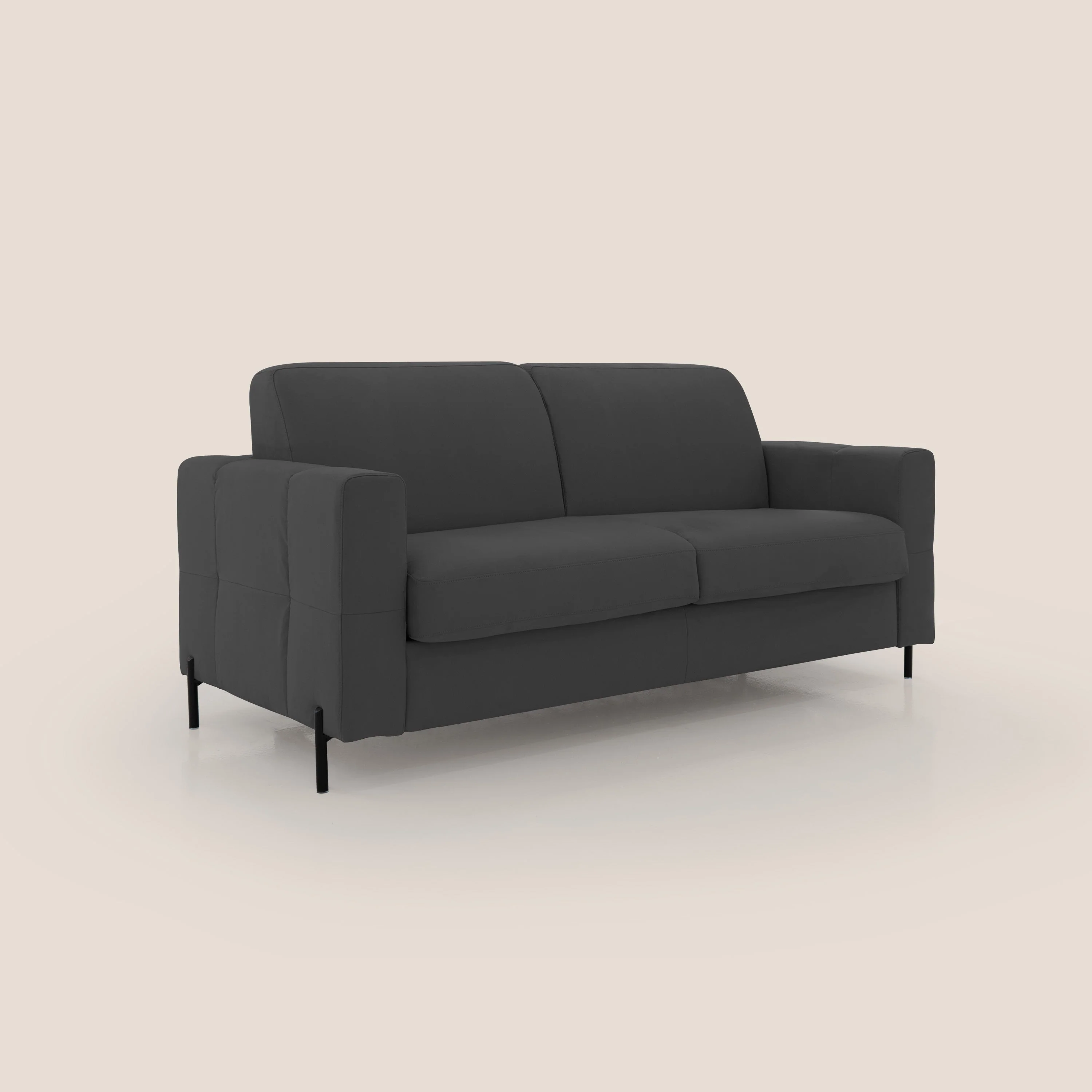 Ortensia canapé convertible matelas H 18cm et pieds hauts en élégante microfibre détachable T11 noir - Image 3