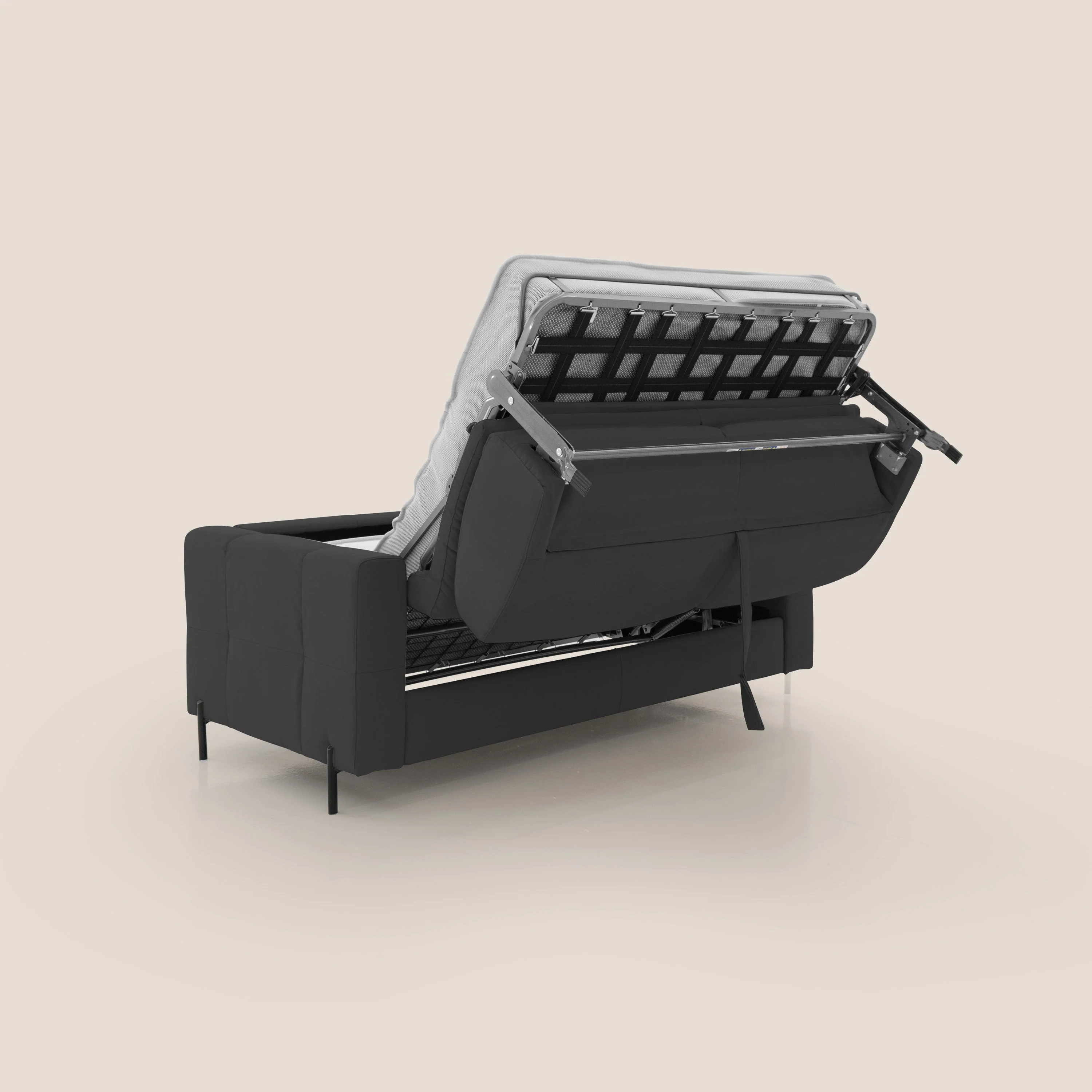 Ortensia canapé convertible matelas H 18cm et pieds hauts en élégante microfibre détachable T11 noir - Image 4