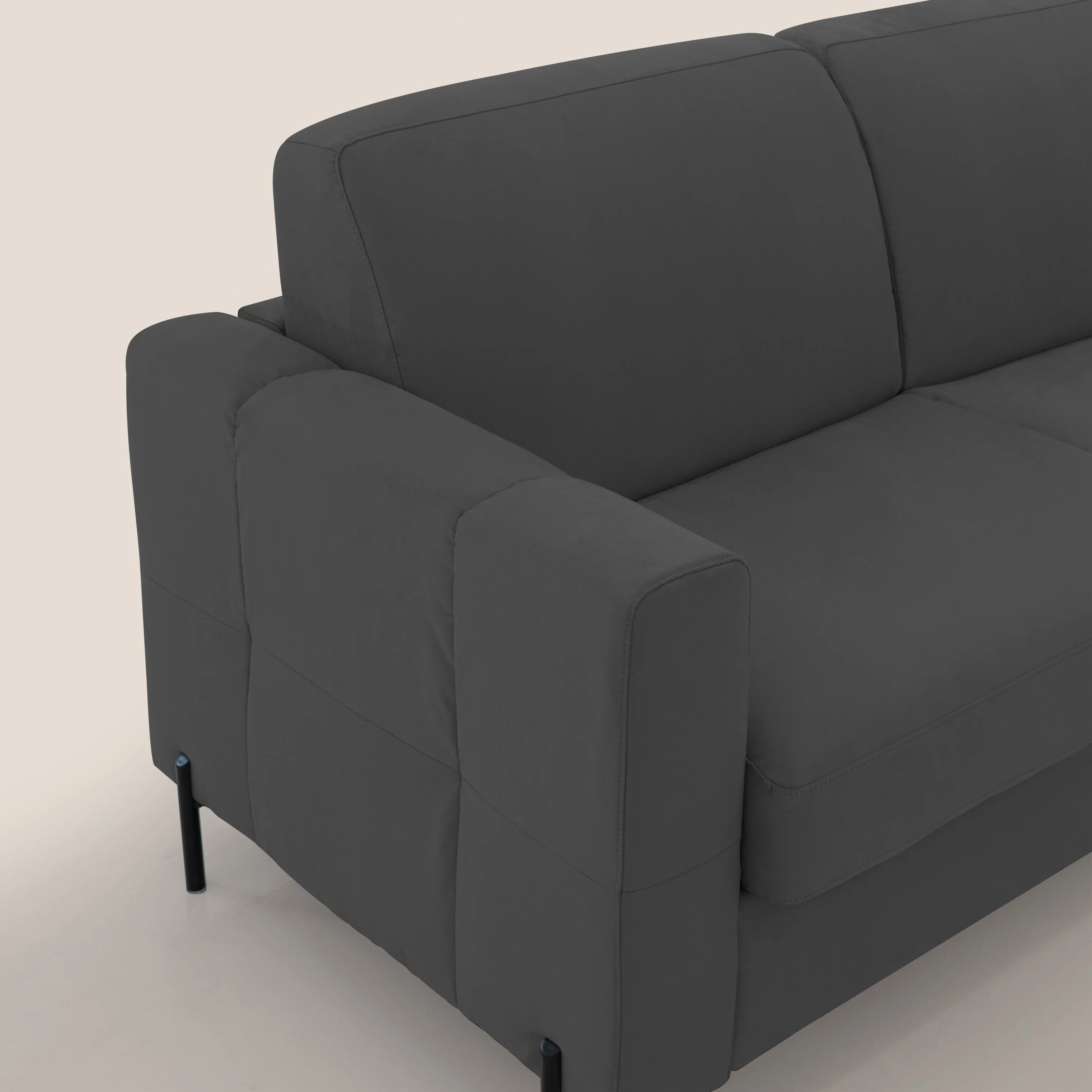 Ortensia canapé convertible matelas H 18cm et pieds hauts en élégante microfibre détachable T11 noir - Image 5
