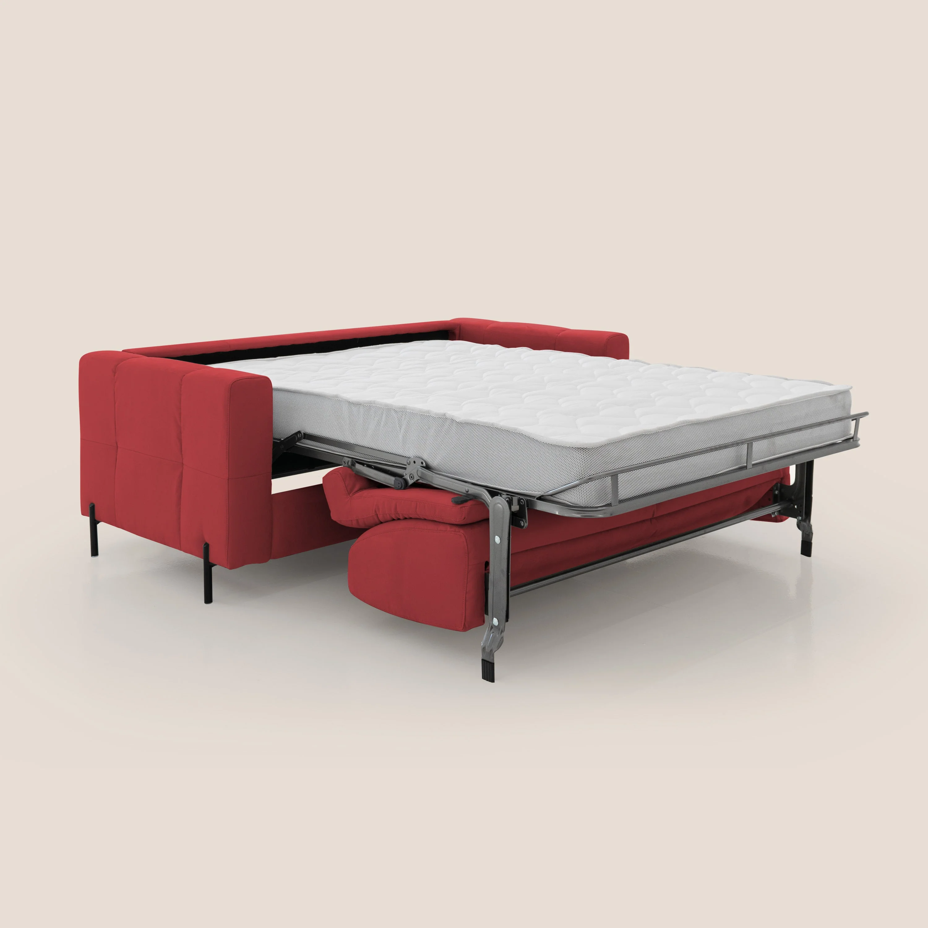Ortensia canapé convertible matelas H 18cm et pieds hauts en élégante microfibre détachable T11 rouge - Image 2
