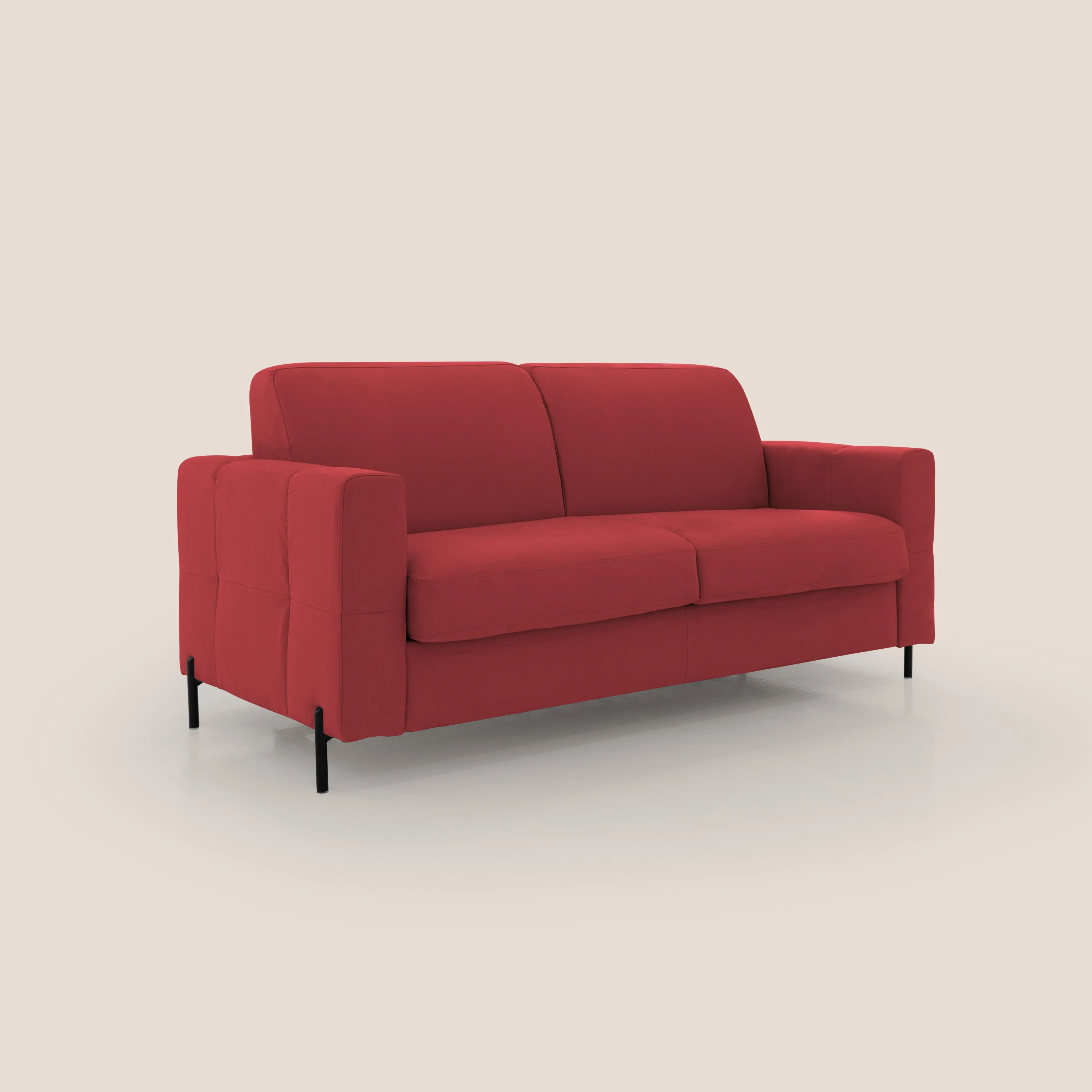 Ortensia canapé convertible matelas H 18cm et pieds hauts en élégante microfibre détachable T11 rouge - Image 3