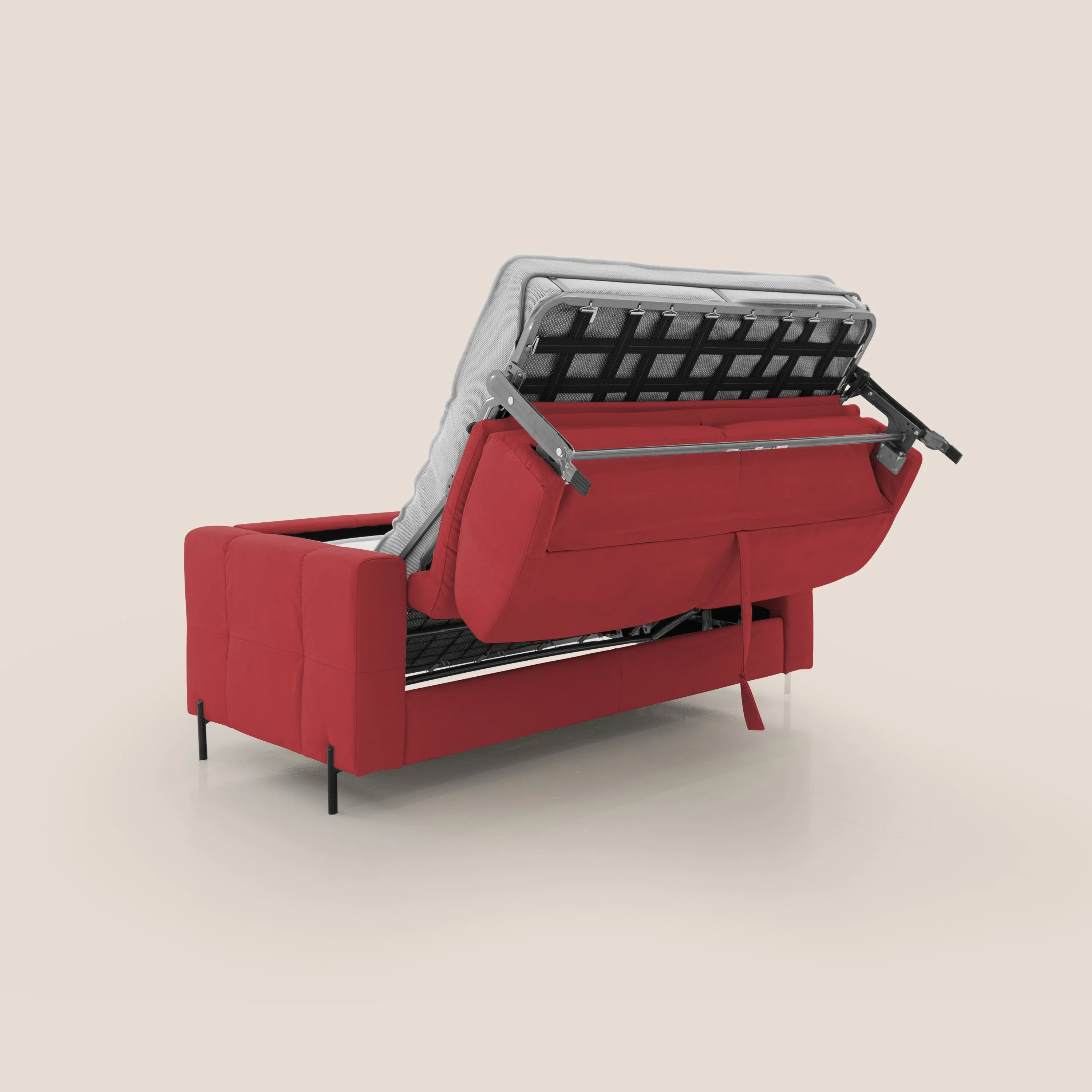 Ortensia canapé convertible matelas H 18cm et pieds hauts en élégante microfibre détachable T11 rouge - Image 4