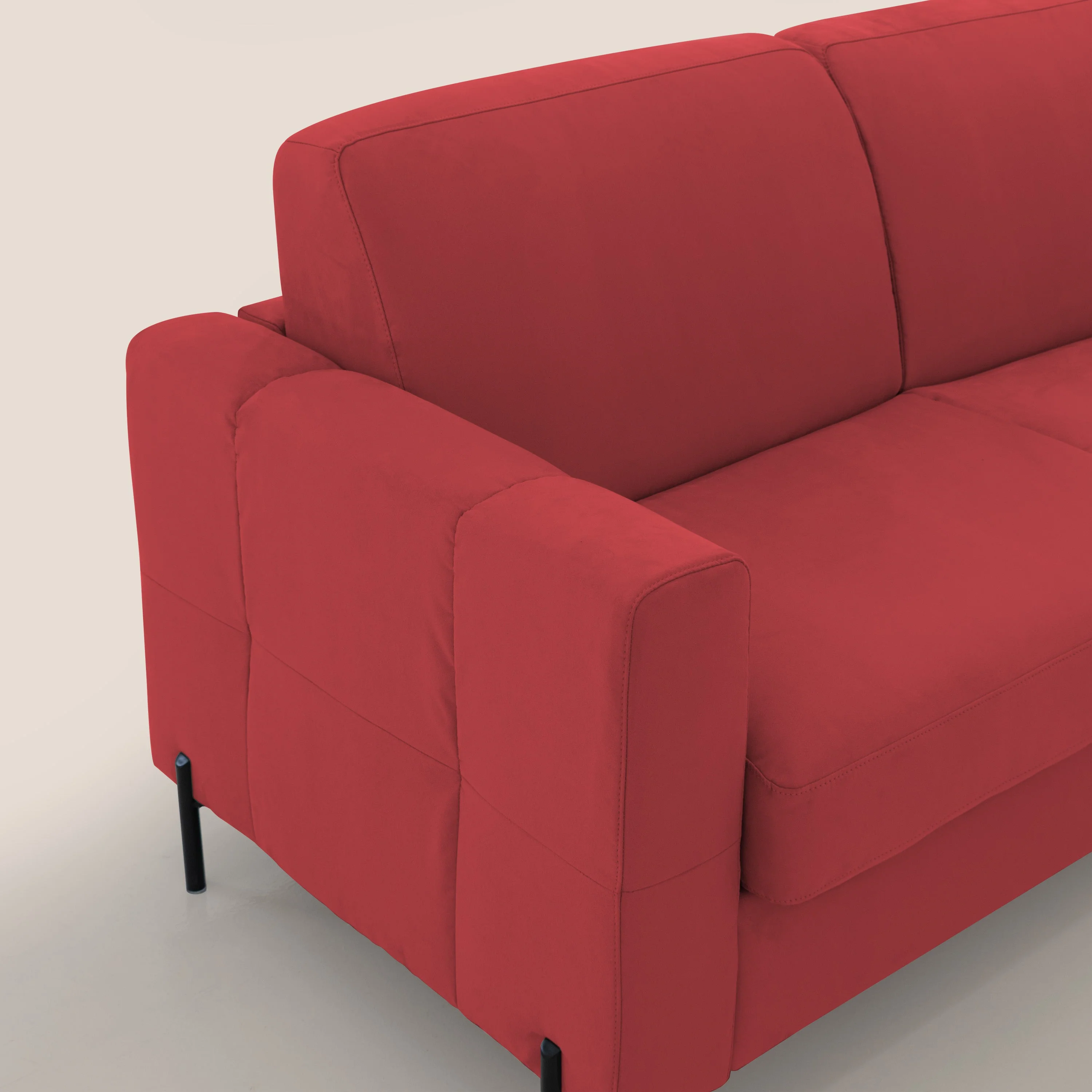 Ortensia canapé convertible matelas H 18cm et pieds hauts en élégante microfibre détachable T11 rouge - Image 5