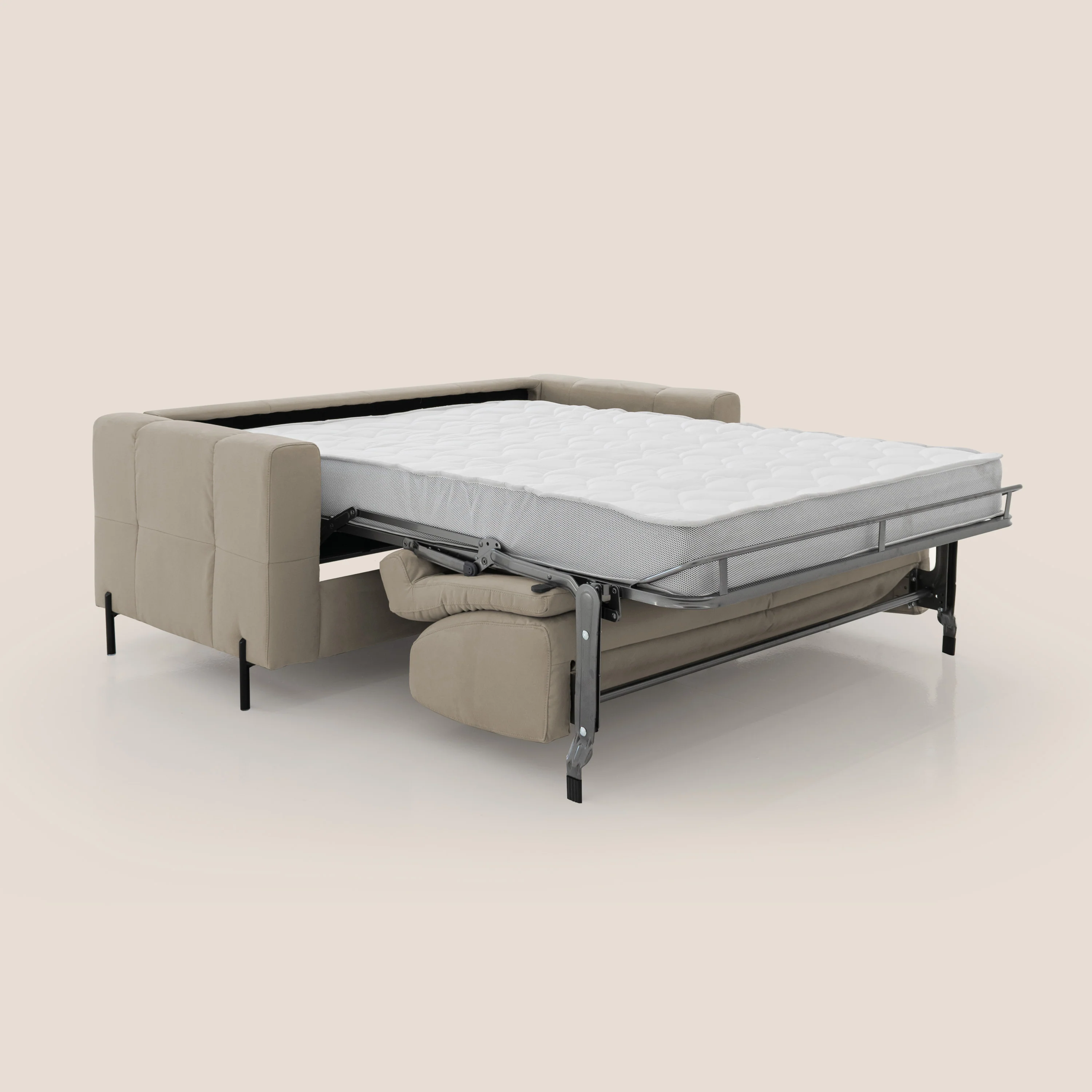 Ortensia canapé convertible matelas H 18cm et pieds hauts en élégante microfibre détachable T11 Taupe - Image 2