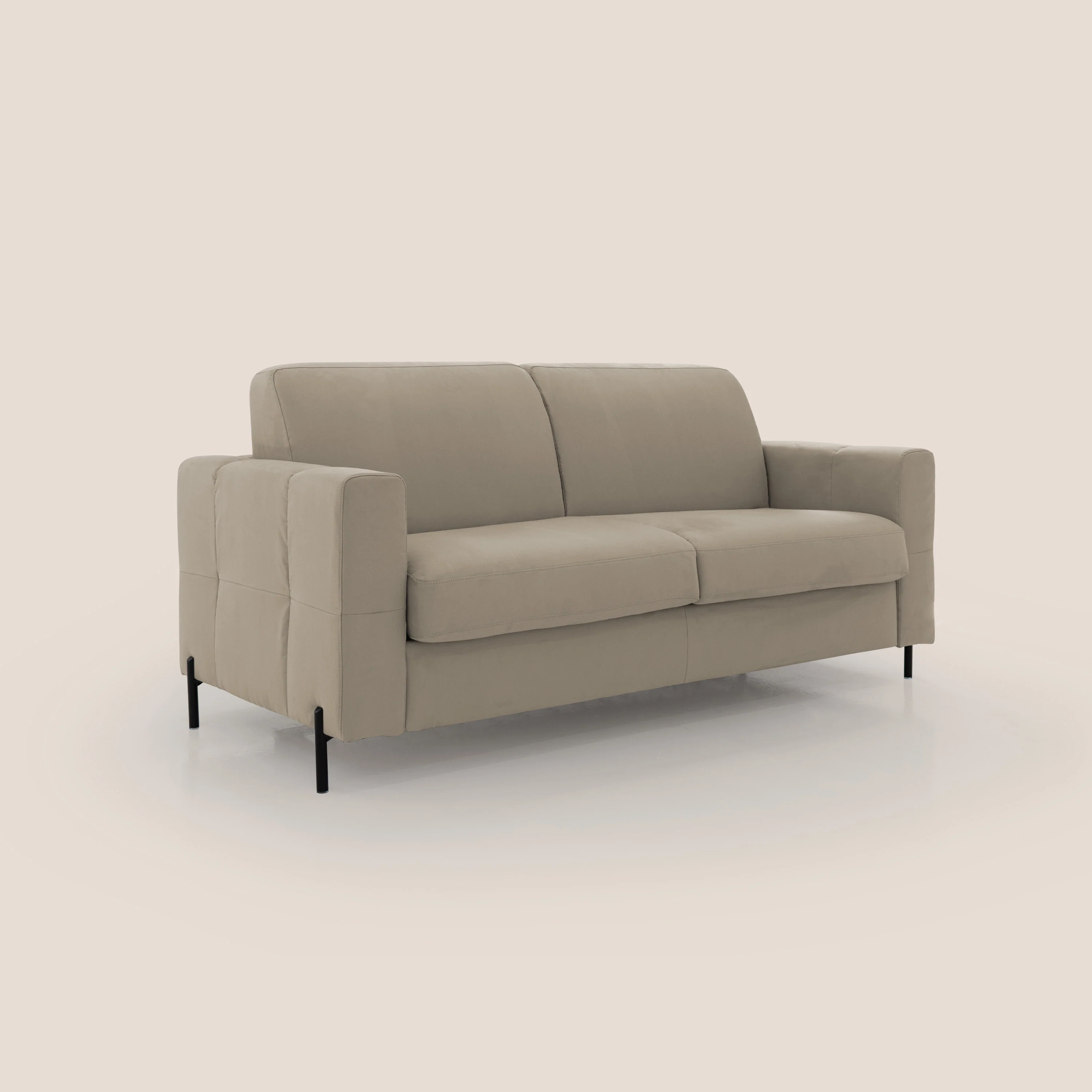 Ortensia canapé convertible matelas H 18cm et pieds hauts en élégante microfibre détachable T11 Taupe - Image 3