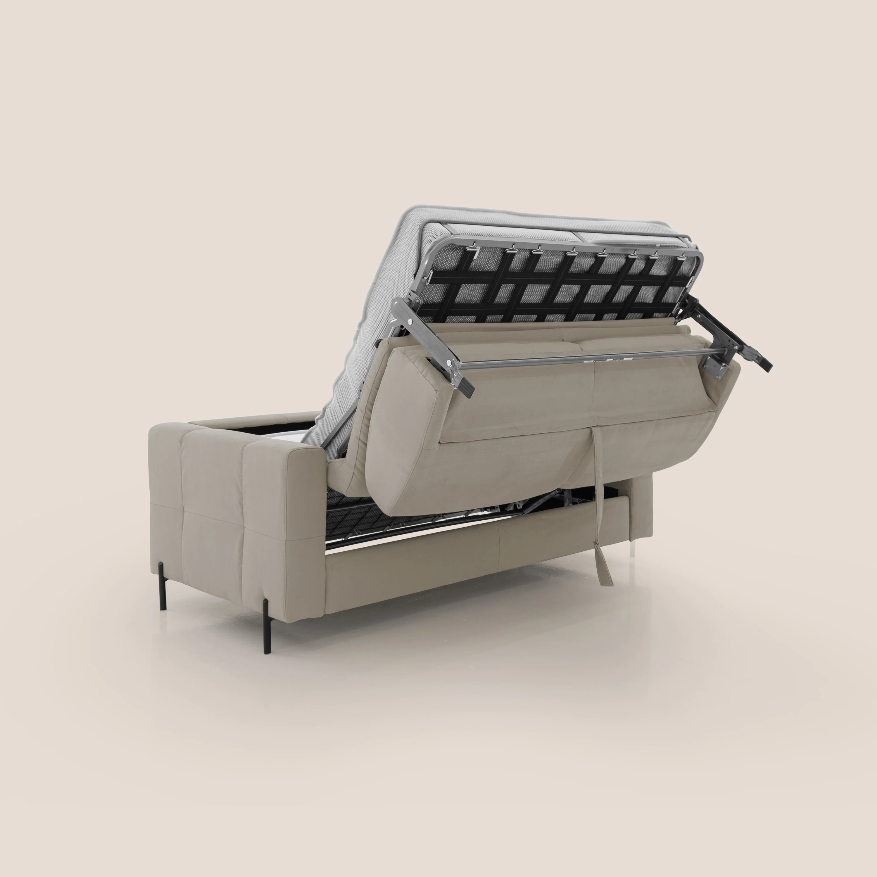 Ortensia canapé convertible matelas H 18cm et pieds hauts en élégante microfibre détachable T11 Taupe - Image 4