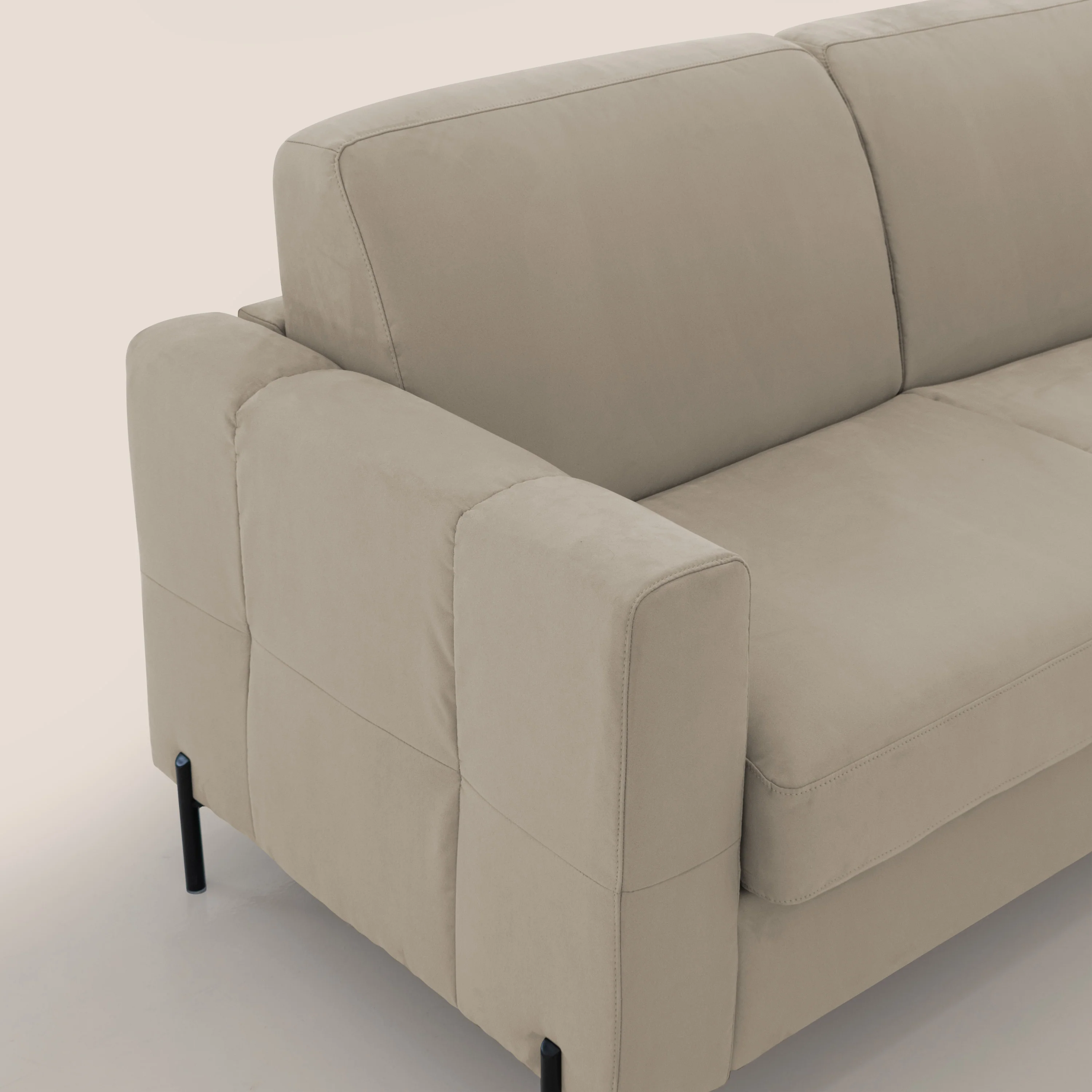 Ortensia canapé convertible matelas H 18cm et pieds hauts en élégante microfibre détachable T11 Taupe - Image 5