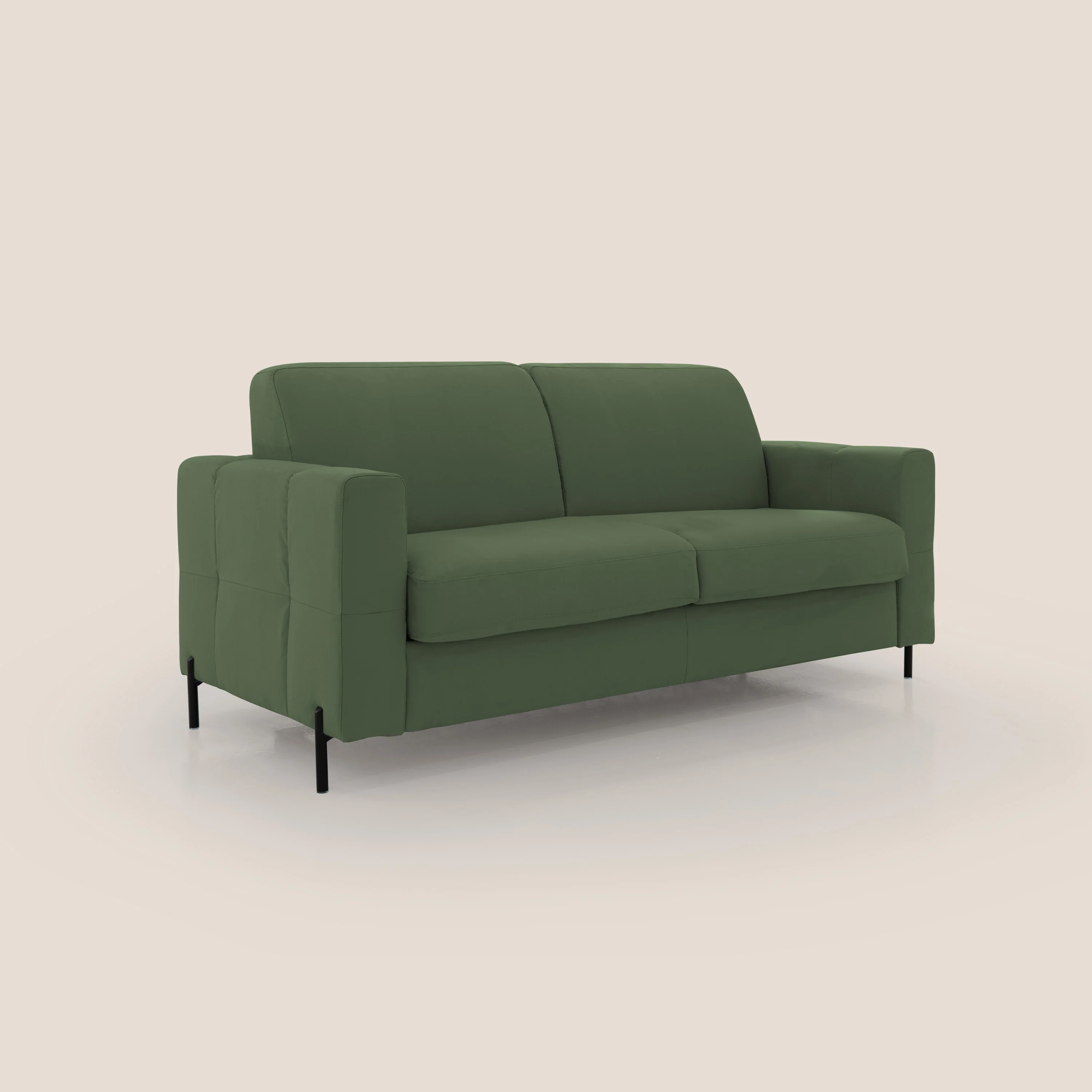 Ortensia canapé convertible matelas H 18cm et pieds hauts en élégante microfibre détachable T11 vert - Image 3