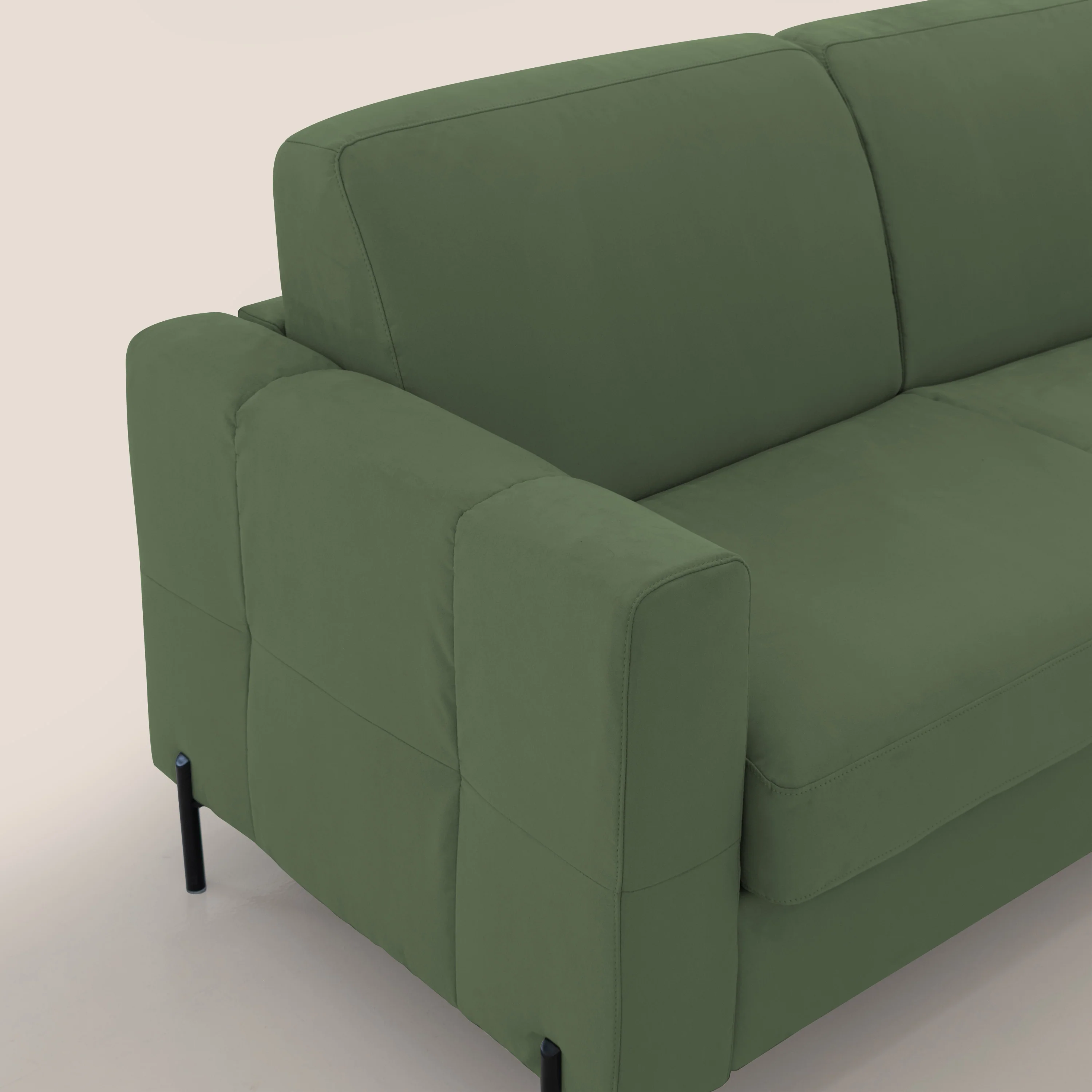 Ortensia canapé convertible matelas H 18cm et pieds hauts en élégante microfibre détachable T11 vert - Image 5