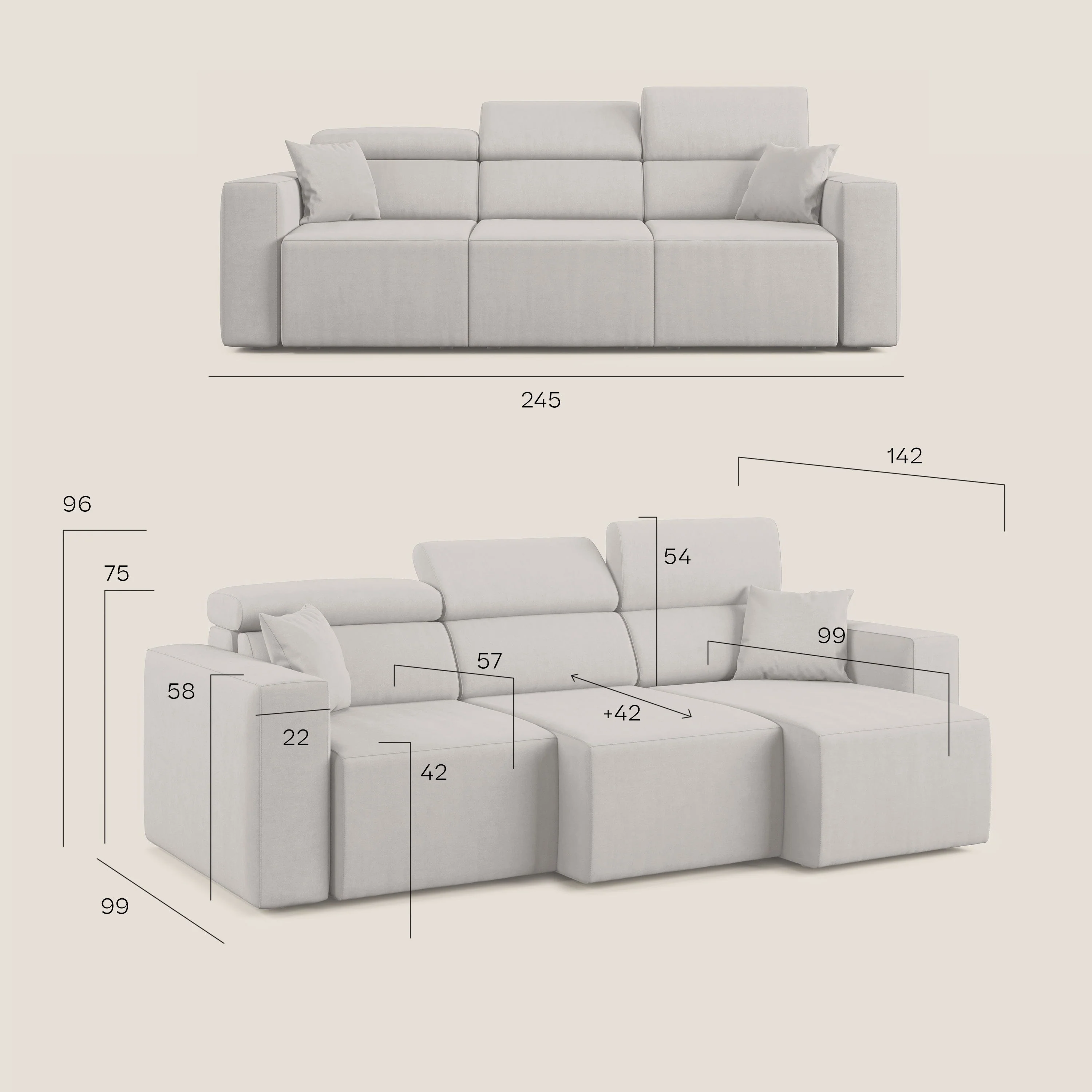 Orwell canapé avec 3 assises extractibles en microfibre détachable T11 vert - Image 18
