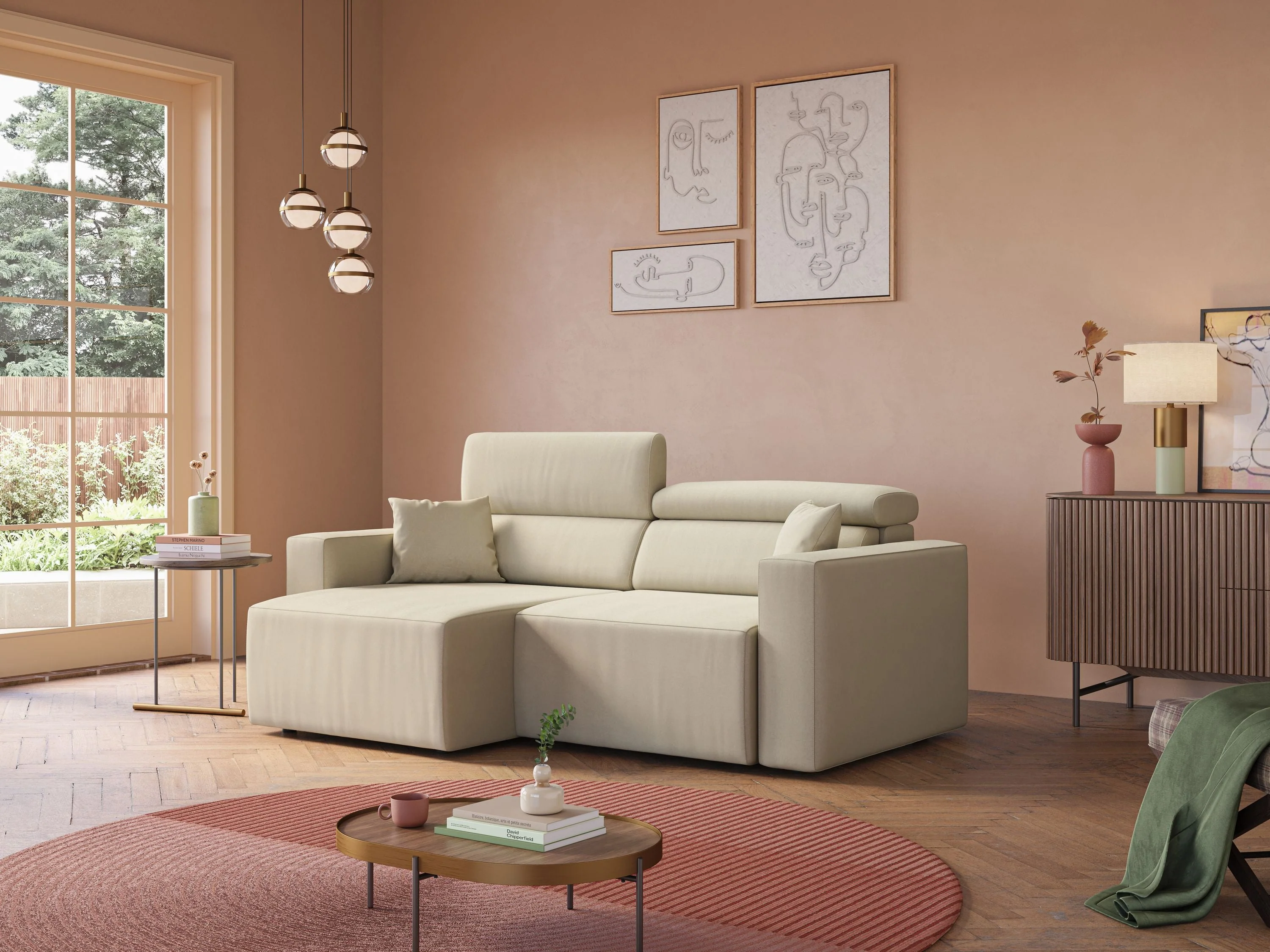 Orwell canapé avec assise extractible en microfibre détachable T11 crème - Image 2