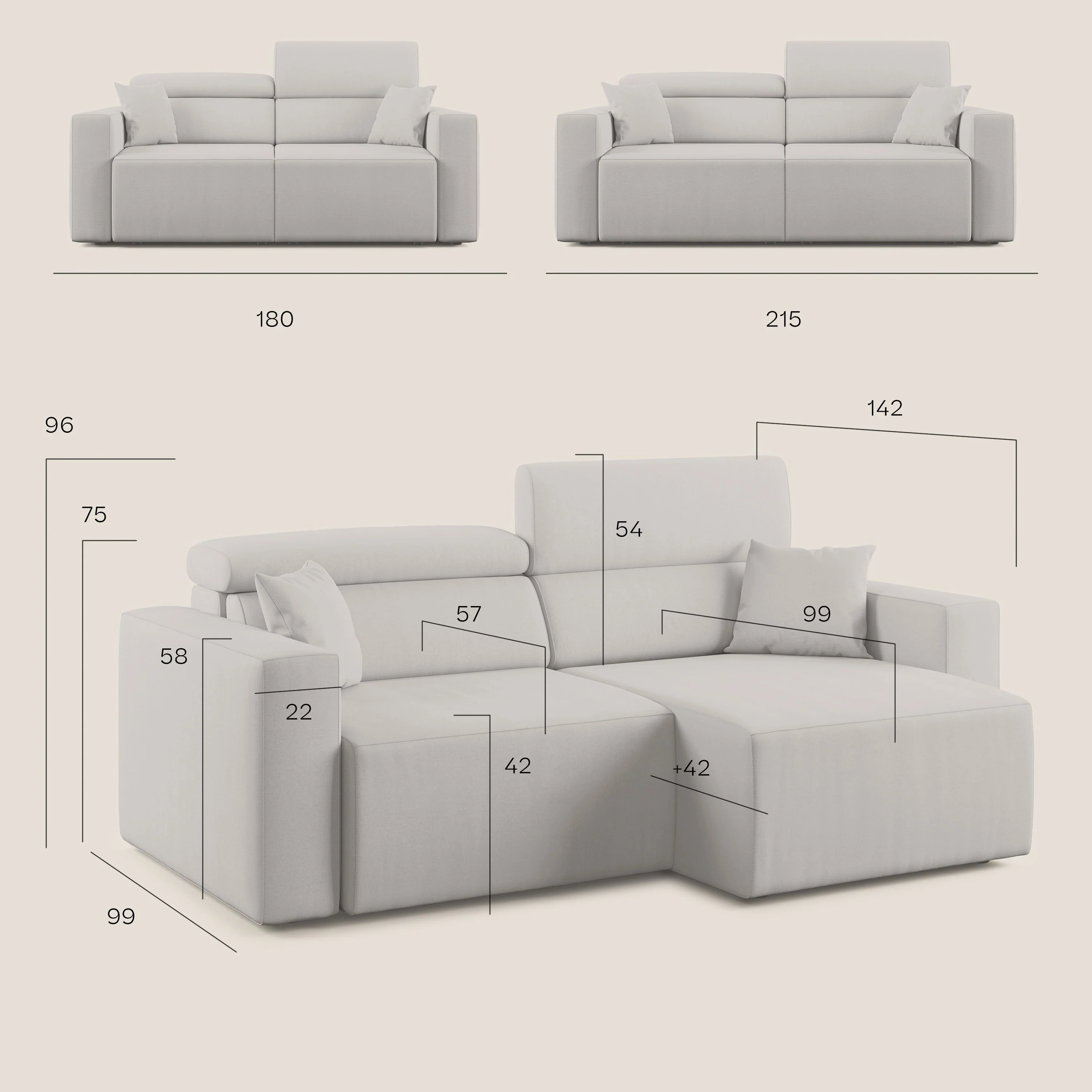 Orwell canapé avec assise extractible en microfibre détachable T11 noir - Image 14