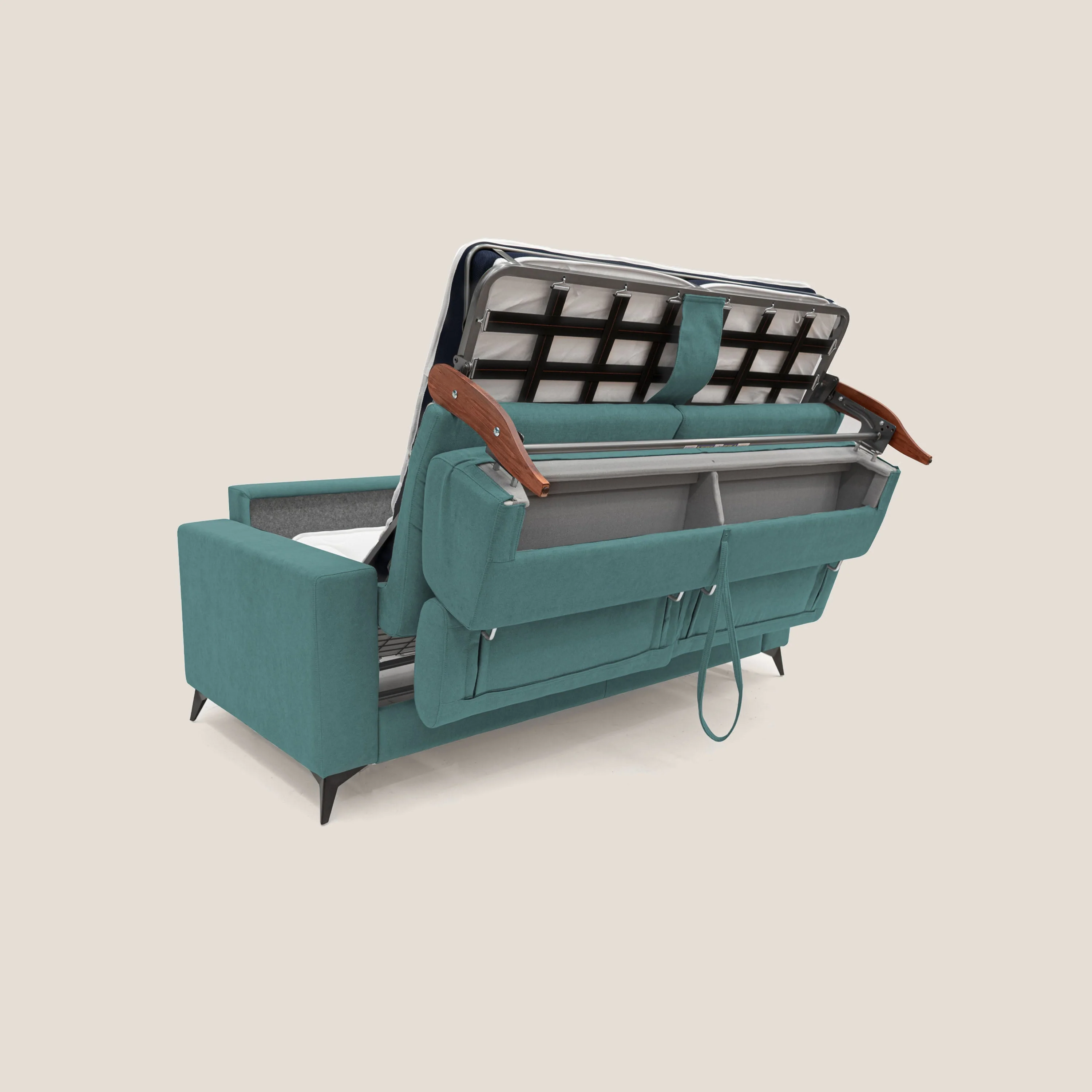 Pegaso canapé convertible avec têtières inclinables en tissu doux imperméable T02 bleu canard - Image 10