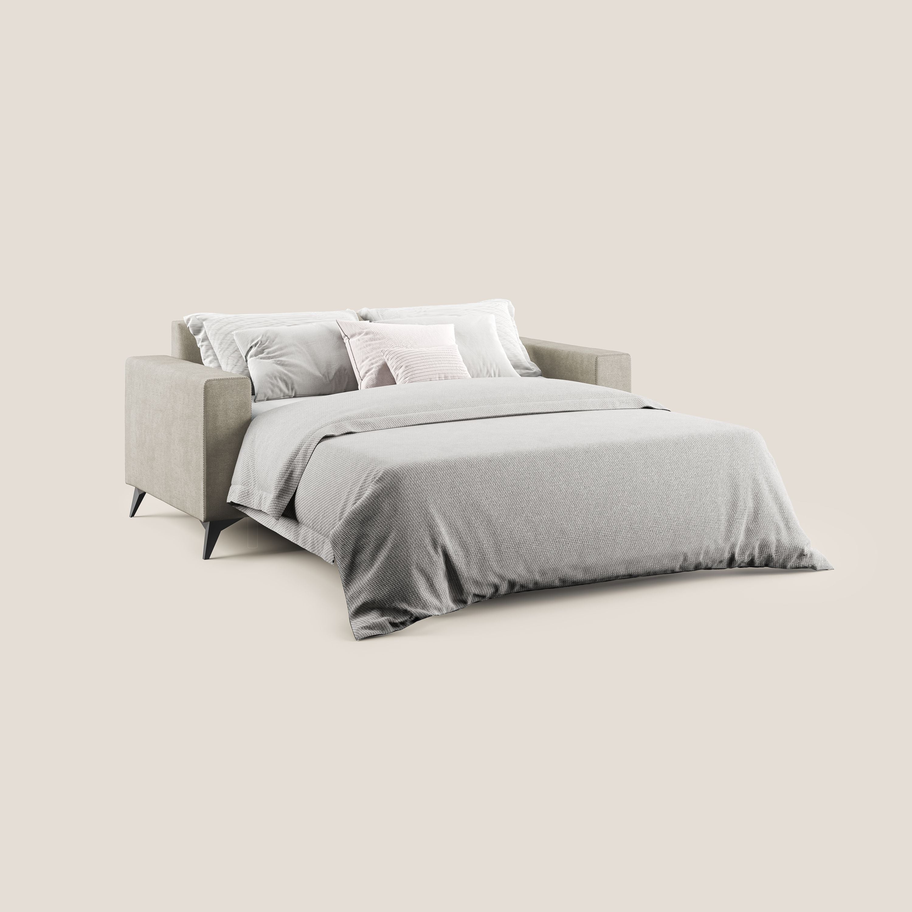 Pegaso canapé convertible avec têtières inclinables en tissu doux imperméable T02 crème - Image 2