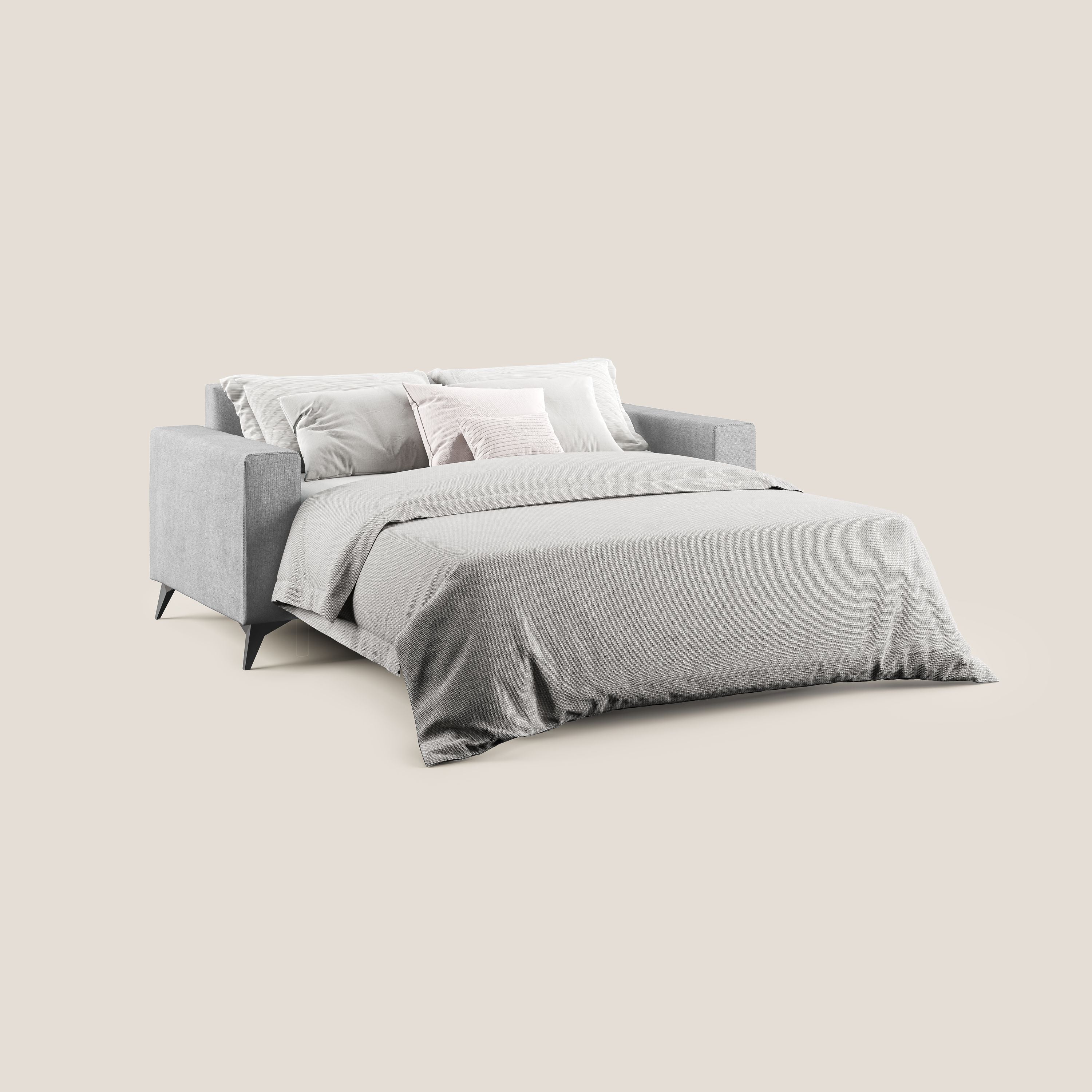 Pegaso canapé convertible avec têtières inclinables en tissu doux imperméable T02 gris clair - Image 2