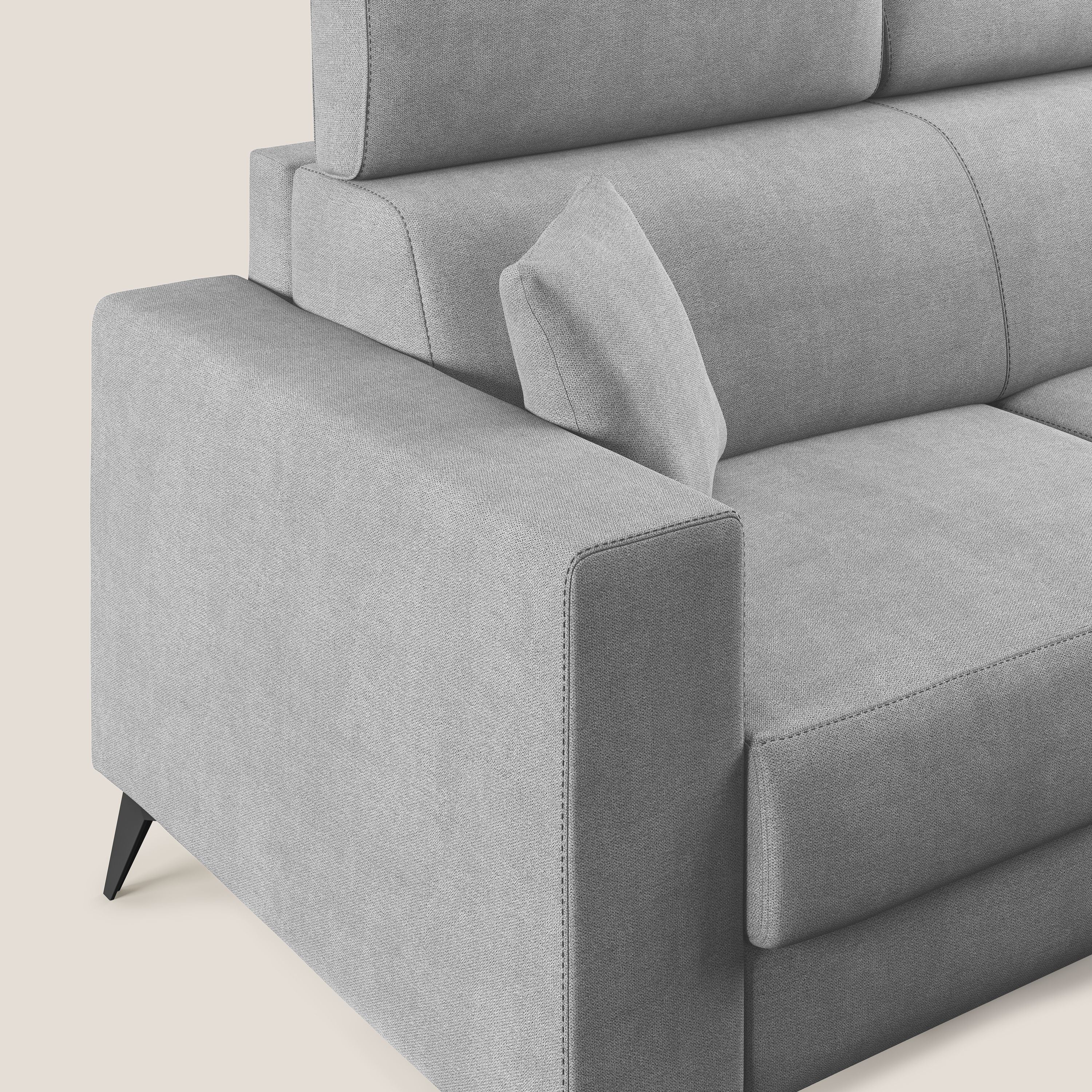 Pegaso canapé convertible avec têtières inclinables en tissu doux imperméable T02 gris clair - Image 6