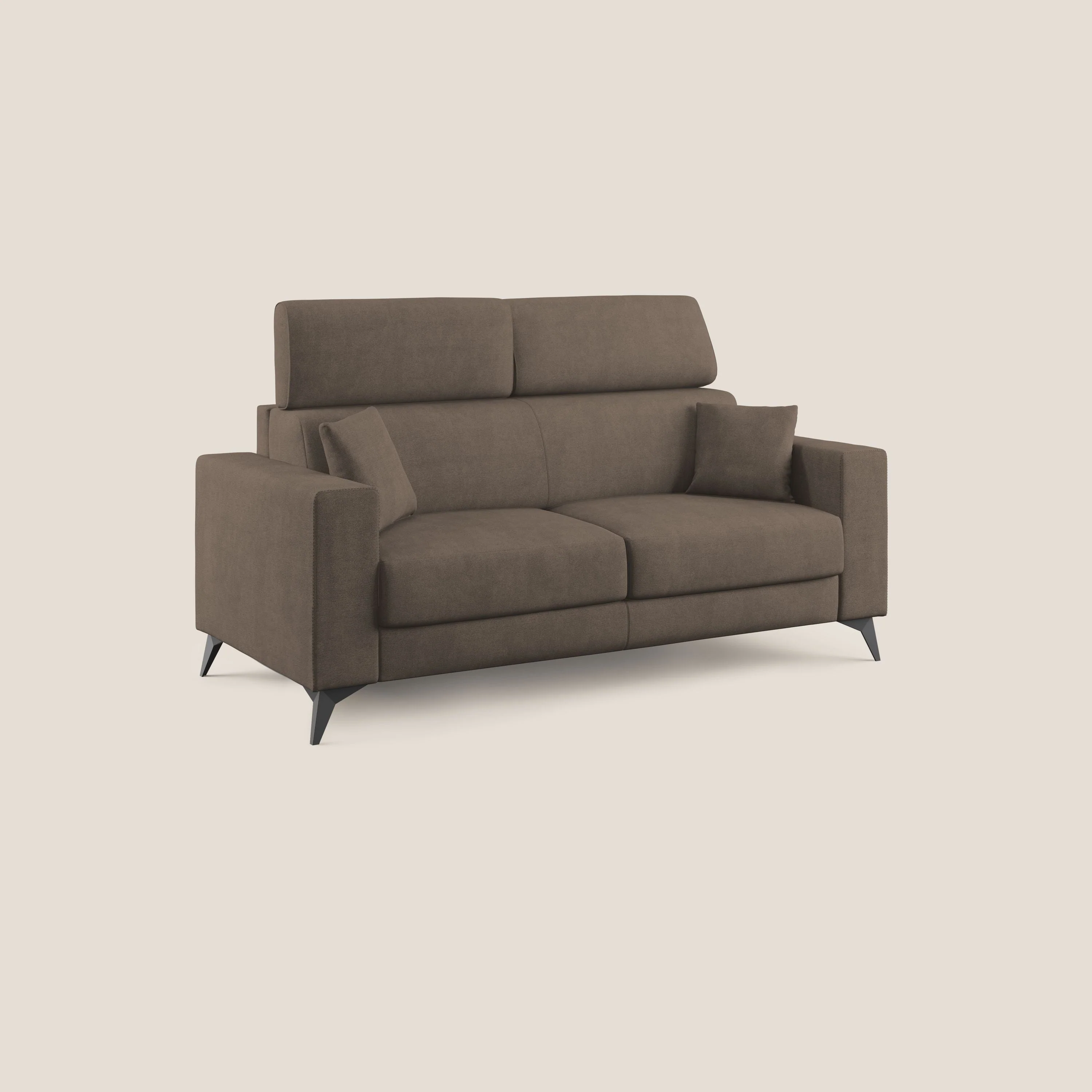 Pegaso canapé convertible avec têtières inclinables en tissu doux imperméable T02 marron - Image 3