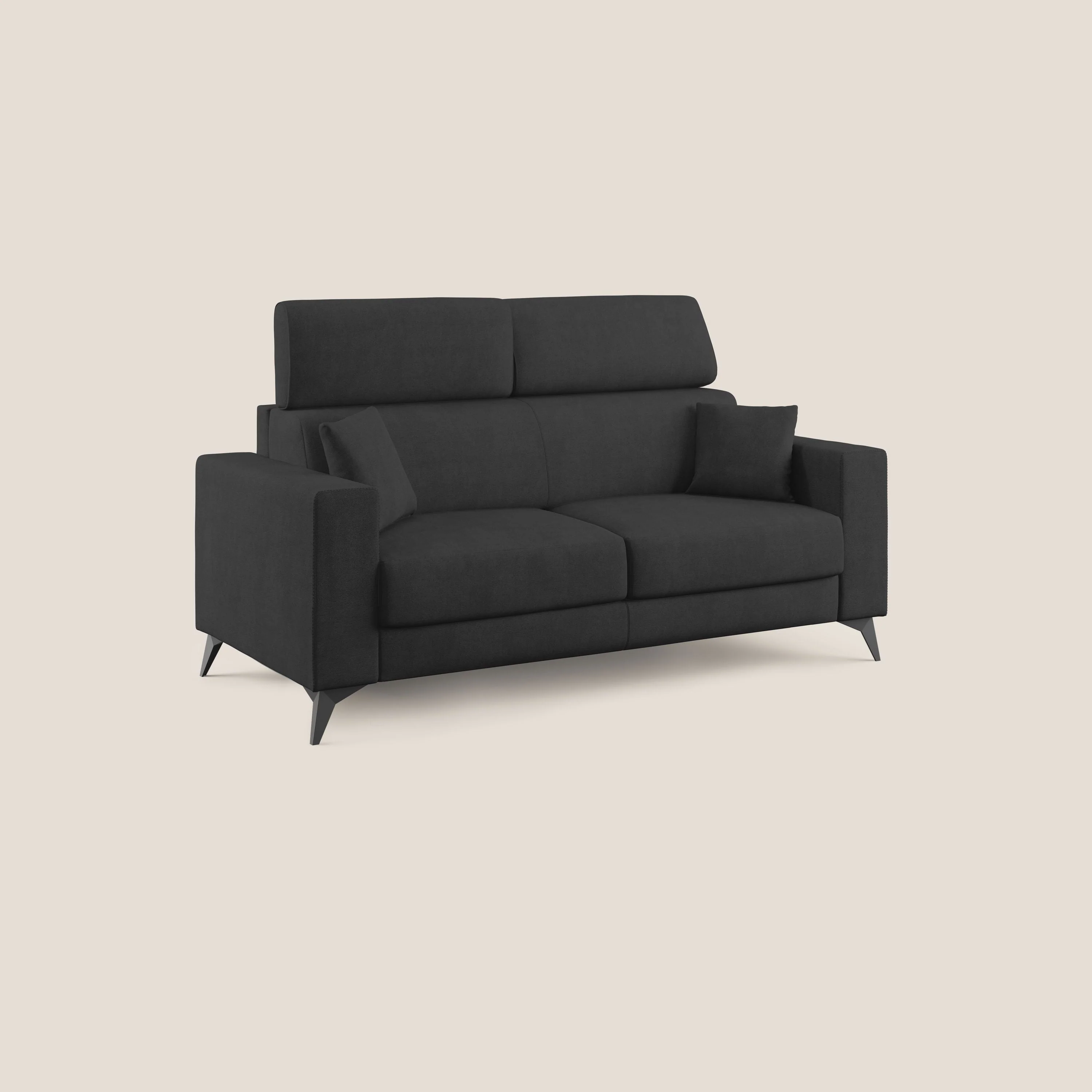 Pegaso canapé convertible avec têtières inclinables en tissu doux imperméable T02 noir - Image 3