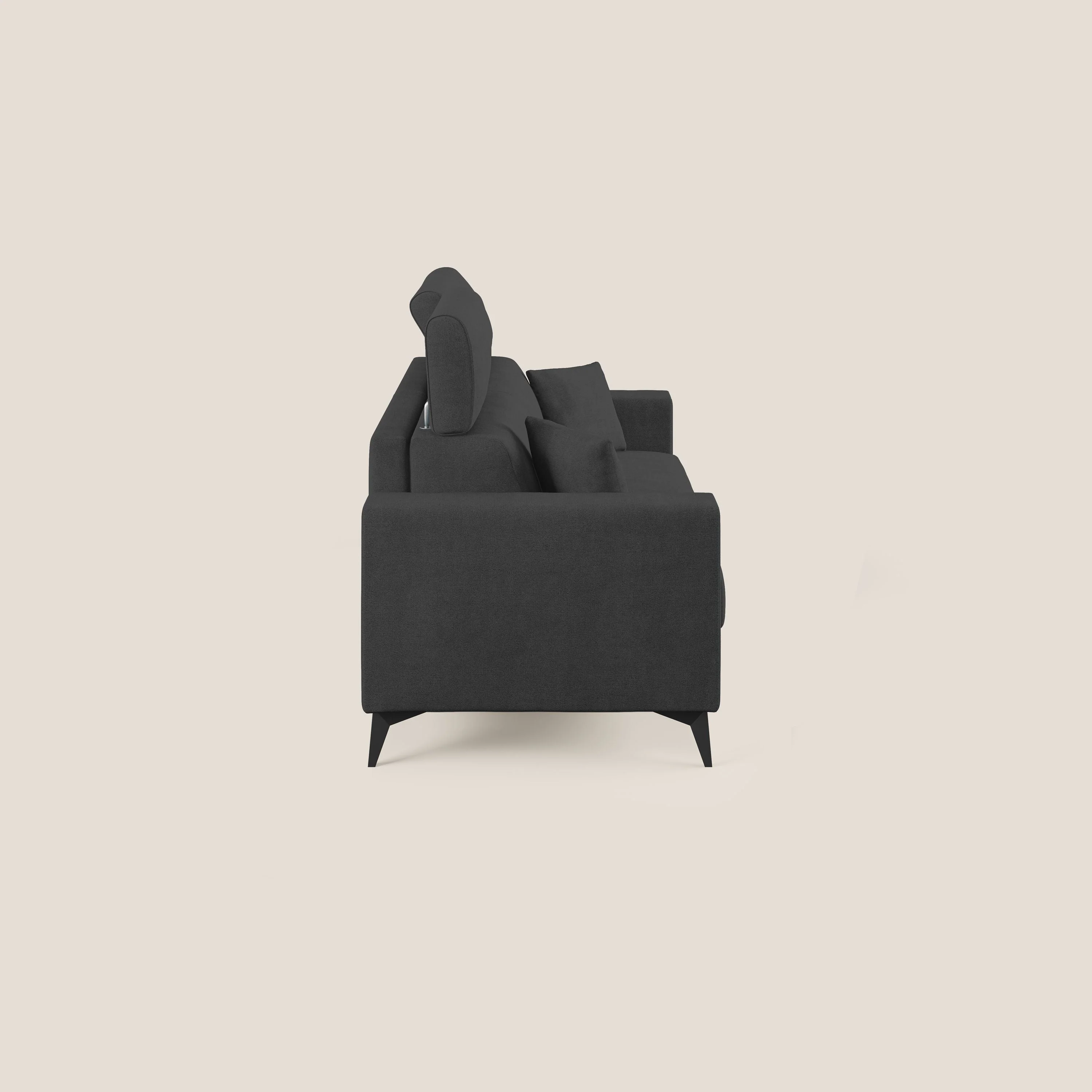 Pegaso canapé convertible avec têtières inclinables en tissu doux imperméable T02 noir - Image 4
