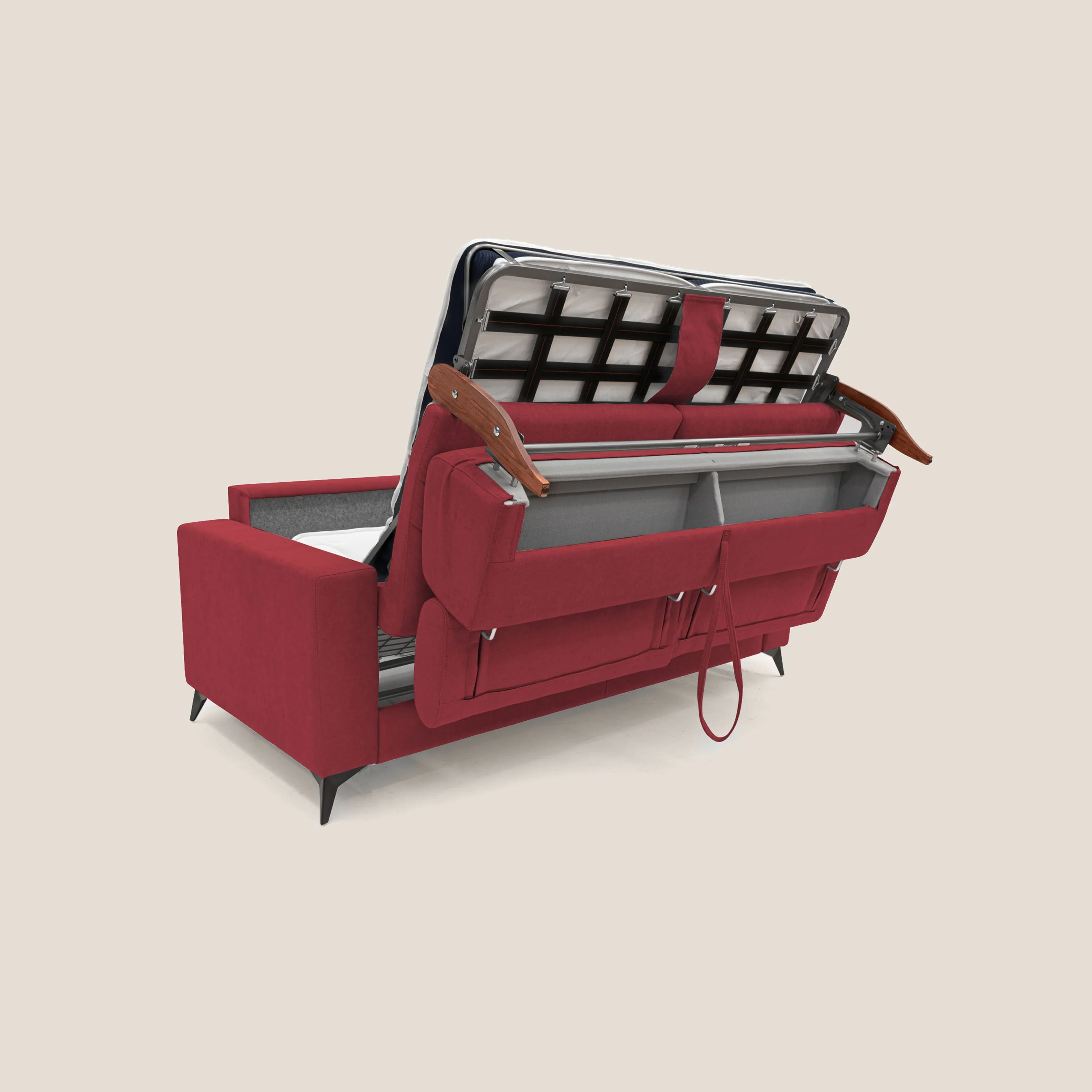 Pegaso canapé convertible avec têtières inclinables en tissu doux imperméable T02 rouge - Image 10