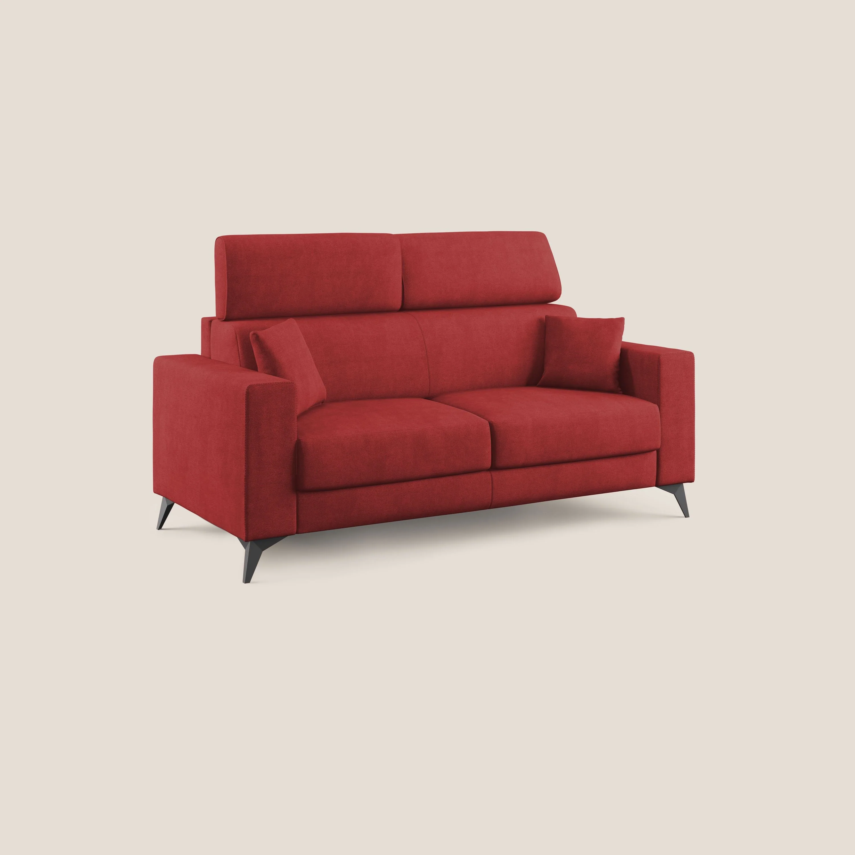 Pegaso canapé convertible avec têtières inclinables en tissu doux imperméable T02 rouge - Image 3