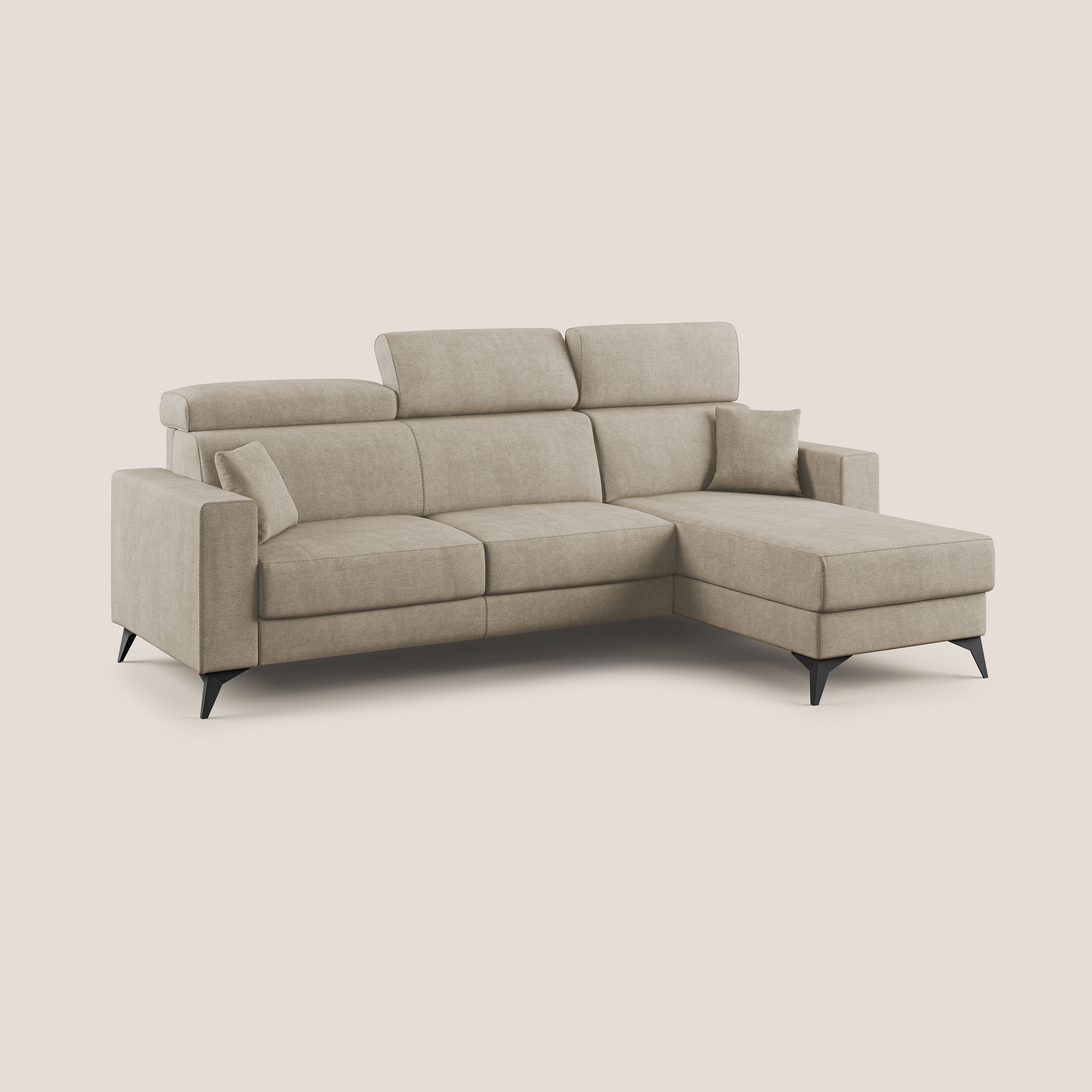 Pegaso canapé convertible d'angle avec têtières inclinables en tissu doux imperméable T02 beige - Image 3