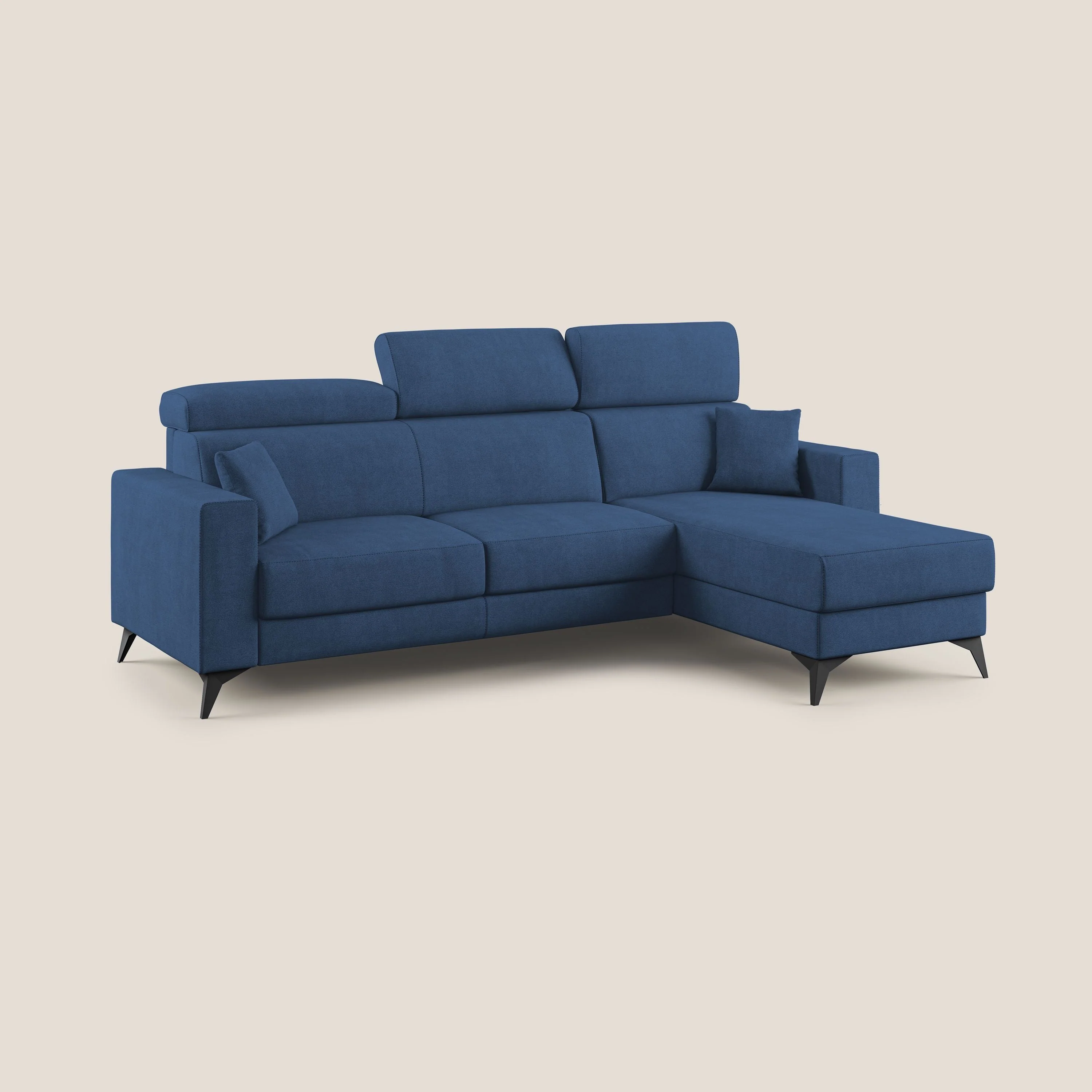 Pegaso canapé convertible d'angle avec têtières inclinables en tissu doux imperméable T02 bleu - Image 3