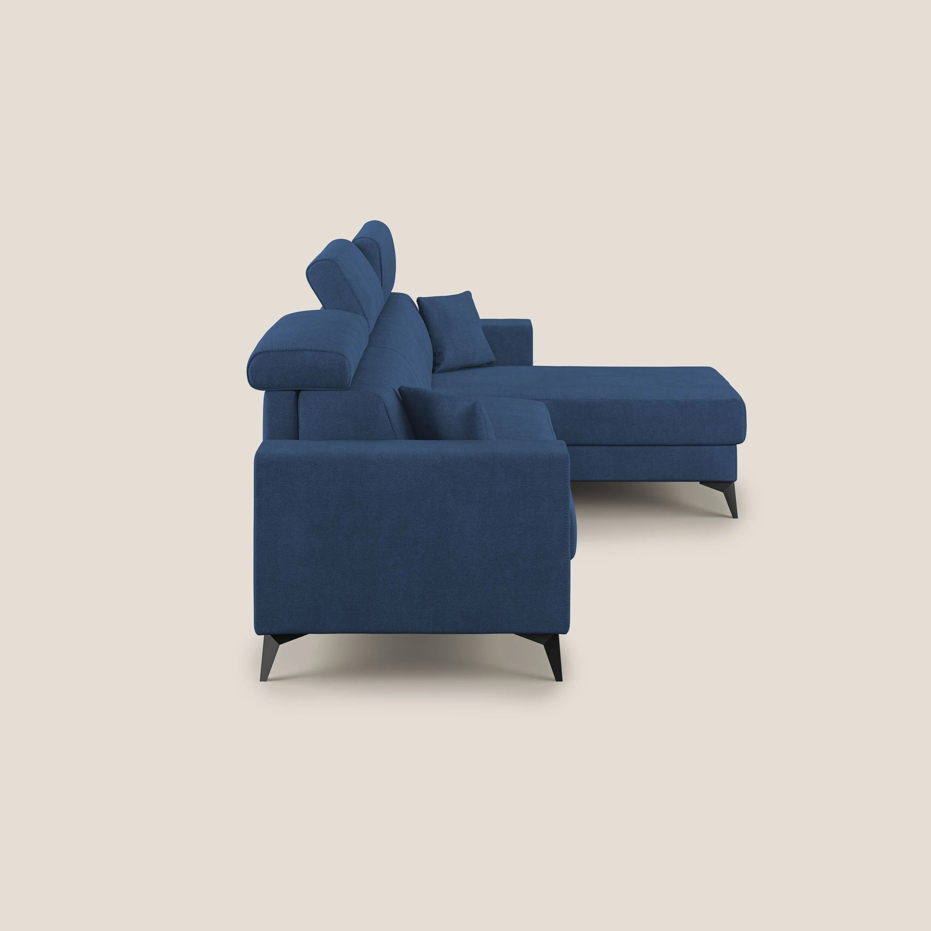Pegaso canapé convertible d'angle avec têtières inclinables en tissu doux imperméable T02 bleu - Image 4