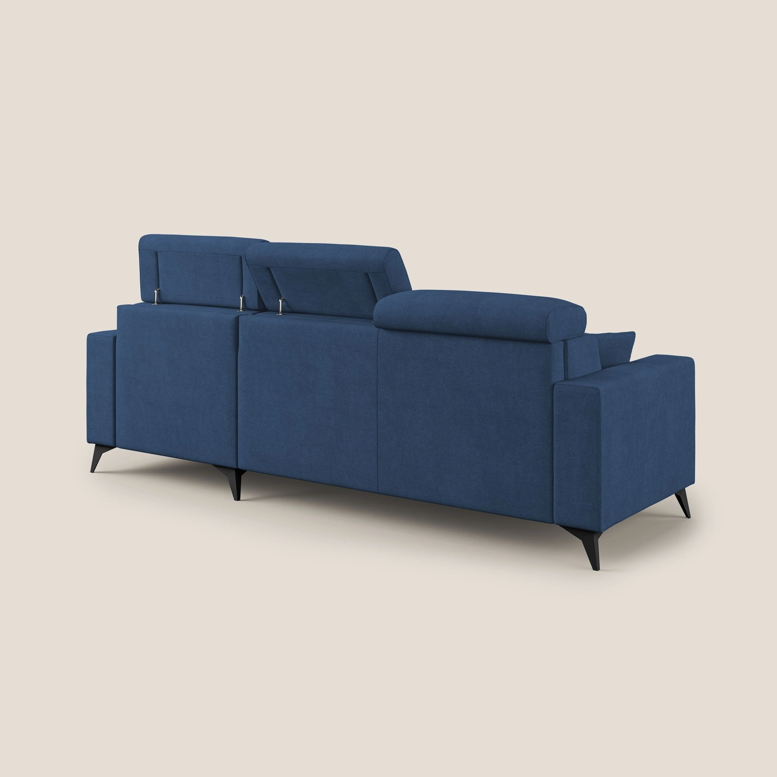 Pegaso canapé convertible d'angle avec têtières inclinables en tissu doux imperméable T02 bleu - Image 5