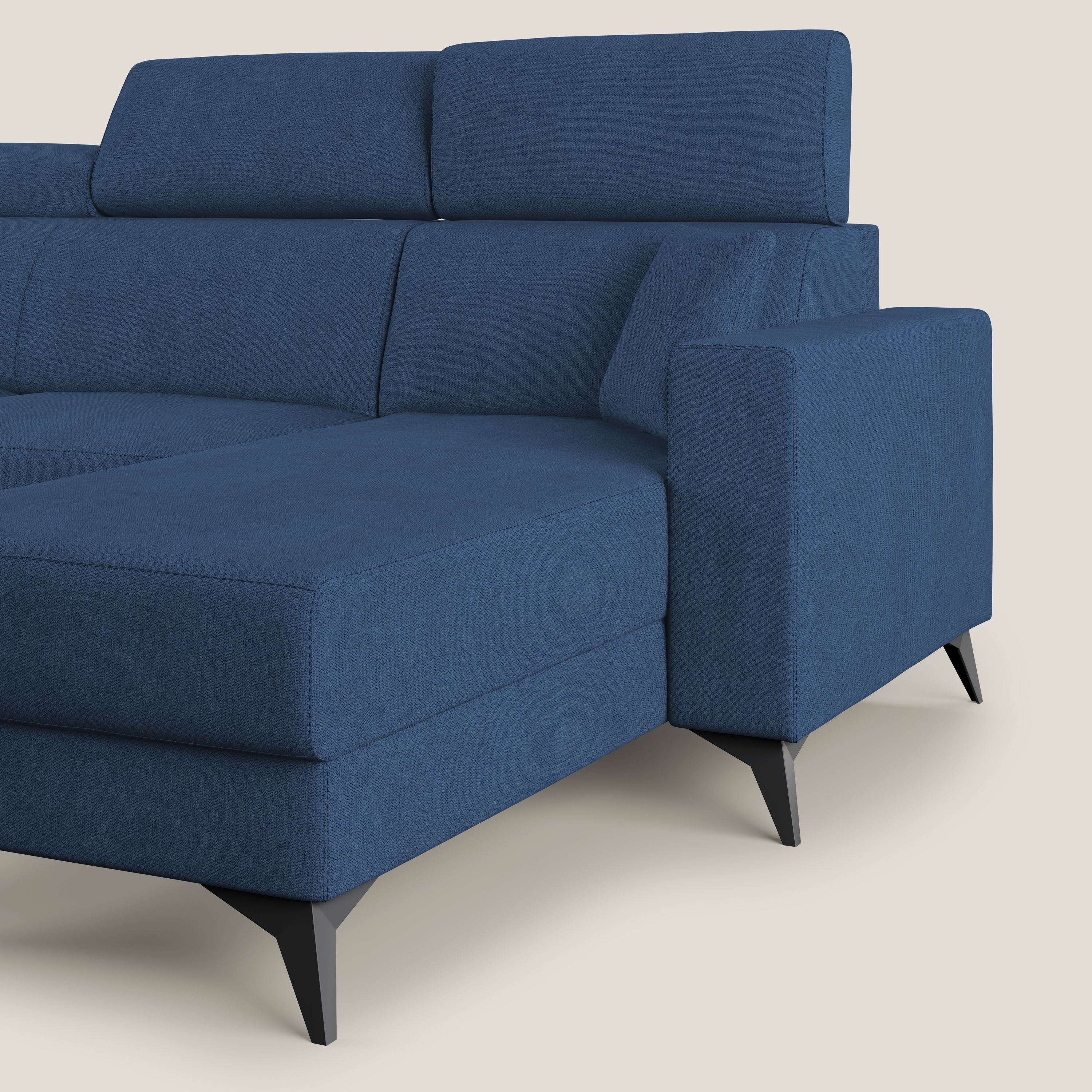 Pegaso canapé convertible d'angle avec têtières inclinables en tissu doux imperméable T02 bleu - Image 7