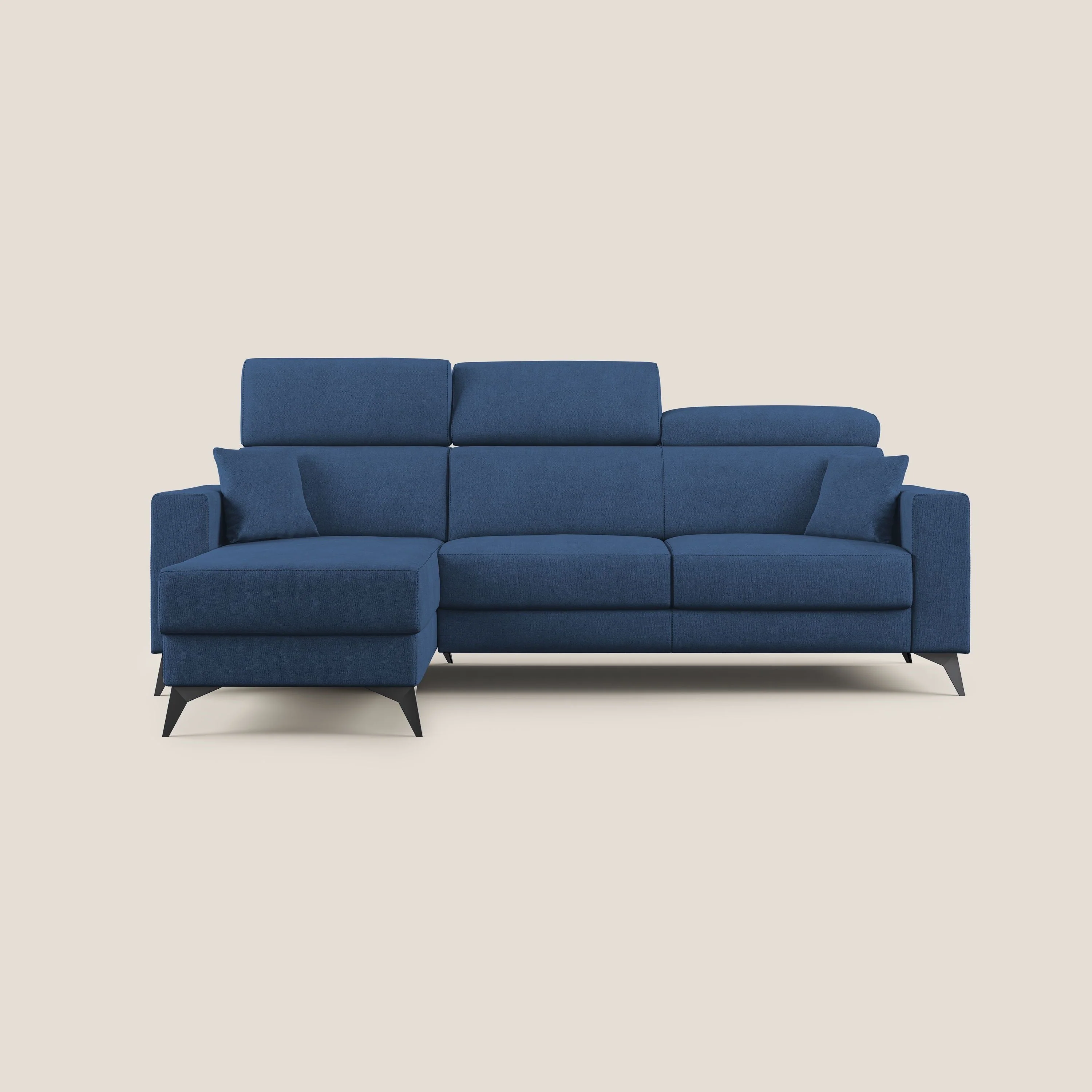 Pegaso canapé convertible d'angle avec têtières inclinables en tissu doux imperméable T02 bleu - Image 9