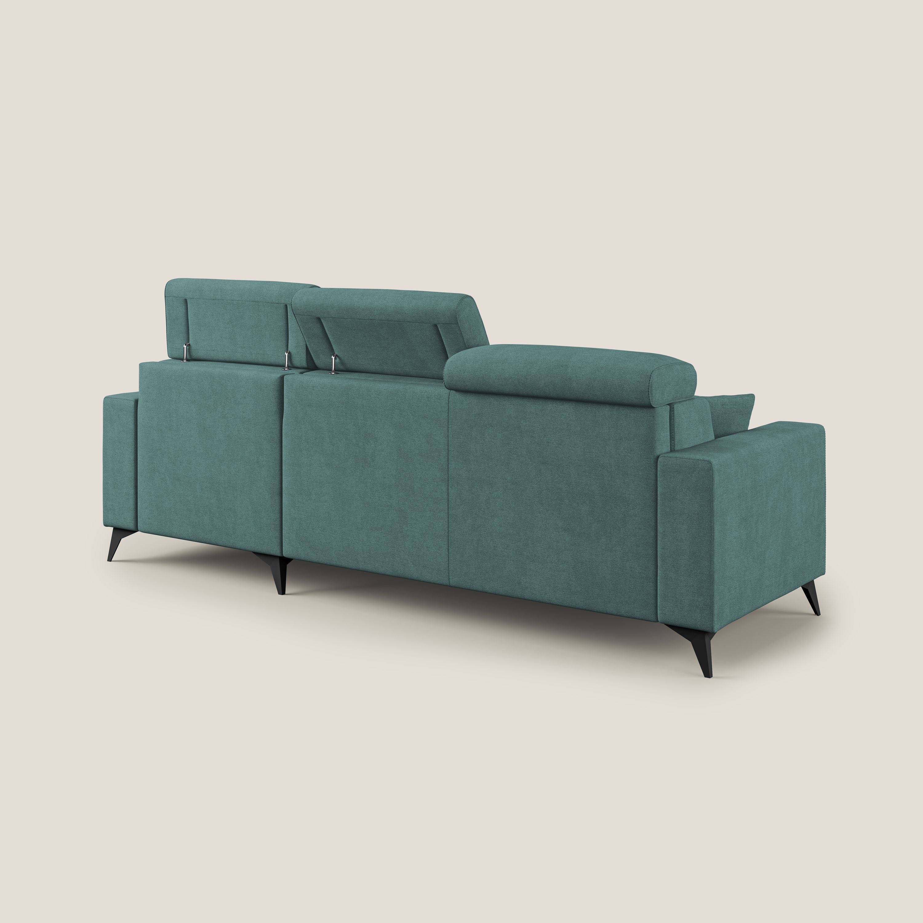 Pegaso canapé convertible d'angle avec têtières inclinables en tissu doux imperméable T02 bleu canard - Image 5
