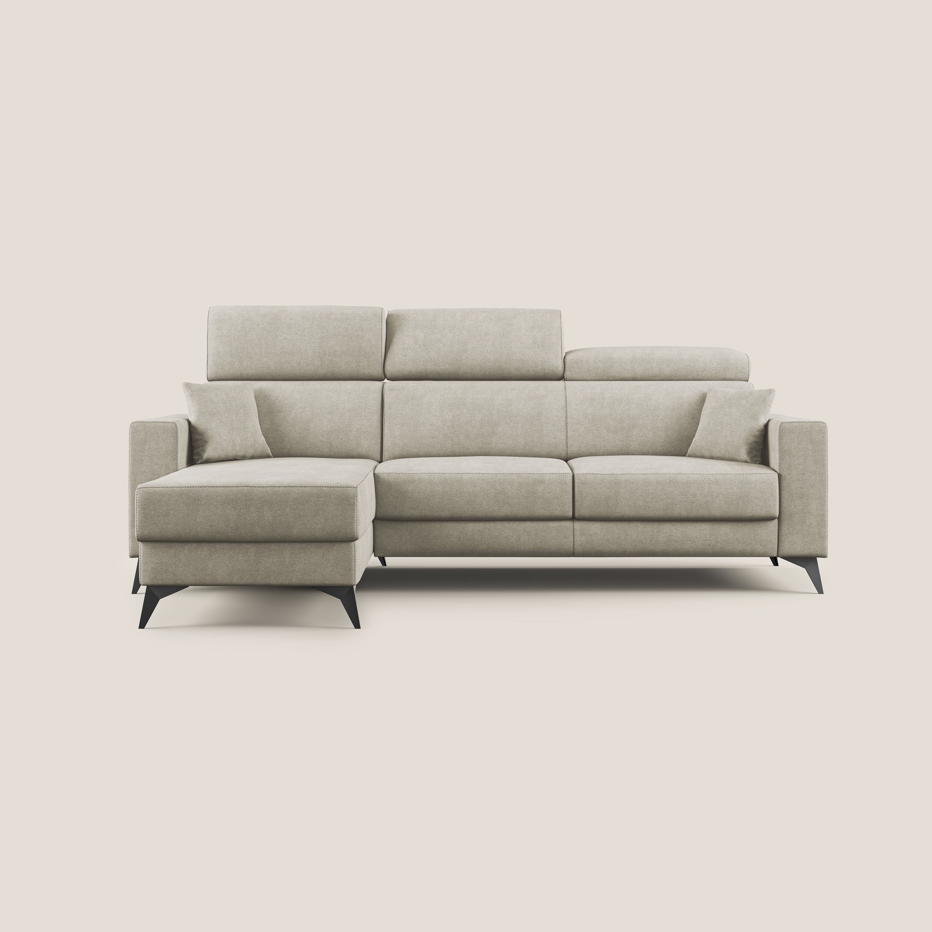 Pegaso canapé convertible d'angle avec têtières inclinables en tissu doux imperméable T02 crème - Image 11
