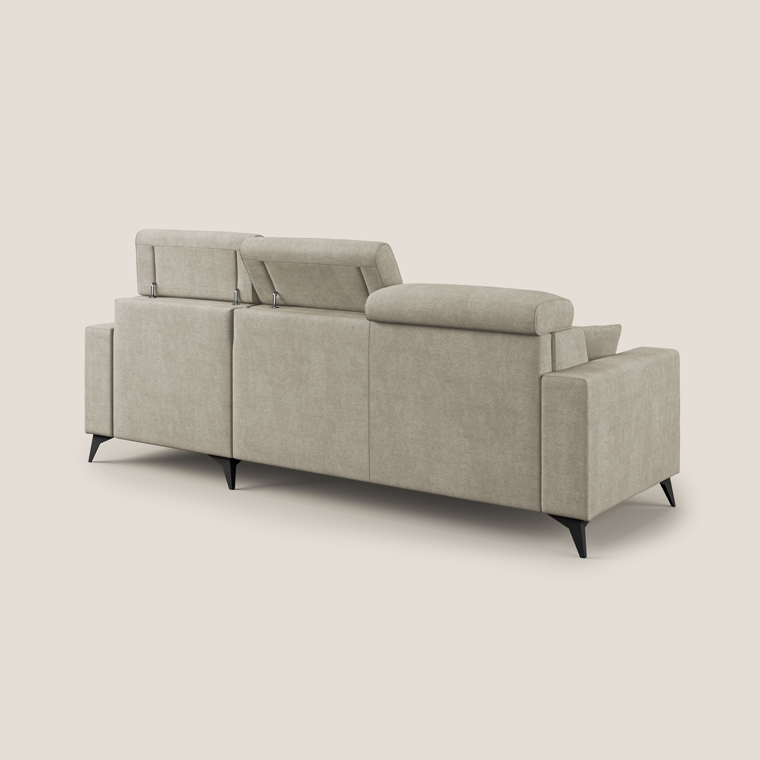 Pegaso canapé convertible d'angle avec têtières inclinables en tissu doux imperméable T02 crème - Image 7