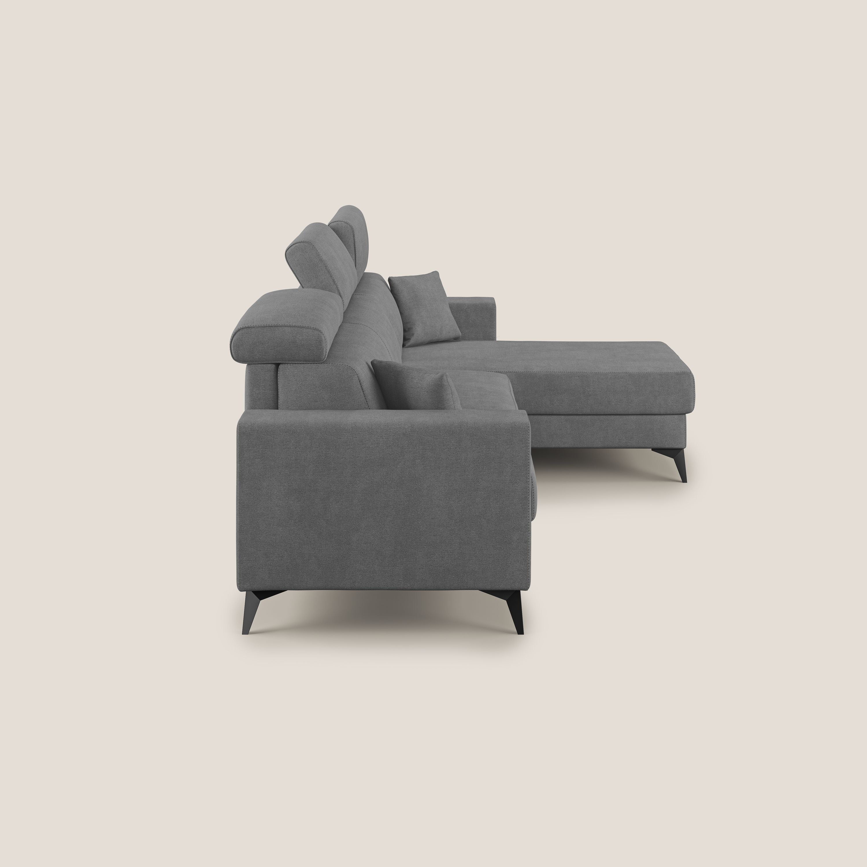 Pegaso canapé convertible d'angle avec têtières inclinables en tissu doux imperméable T02 gris - Image 4