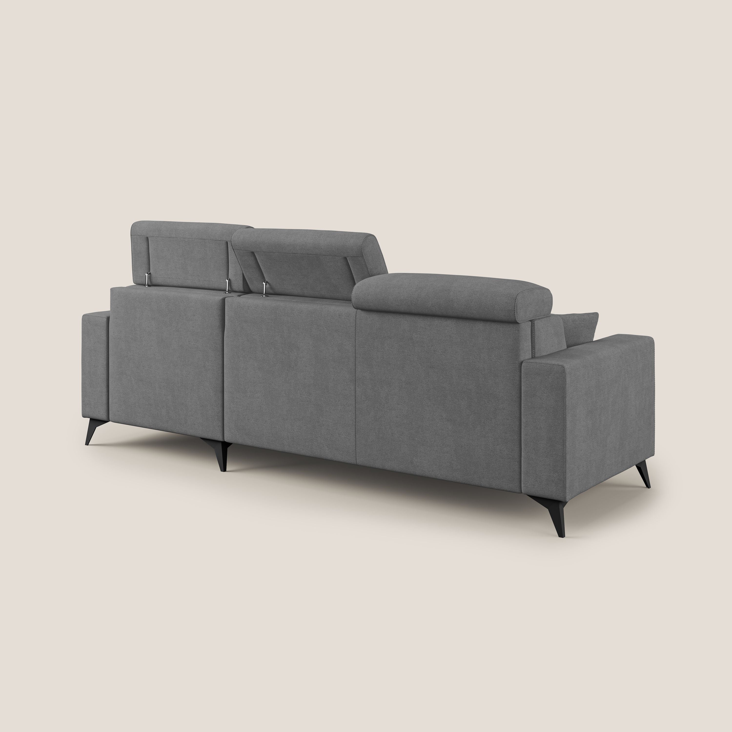 Pegaso canapé convertible d'angle avec têtières inclinables en tissu doux imperméable T02 gris - Image 5