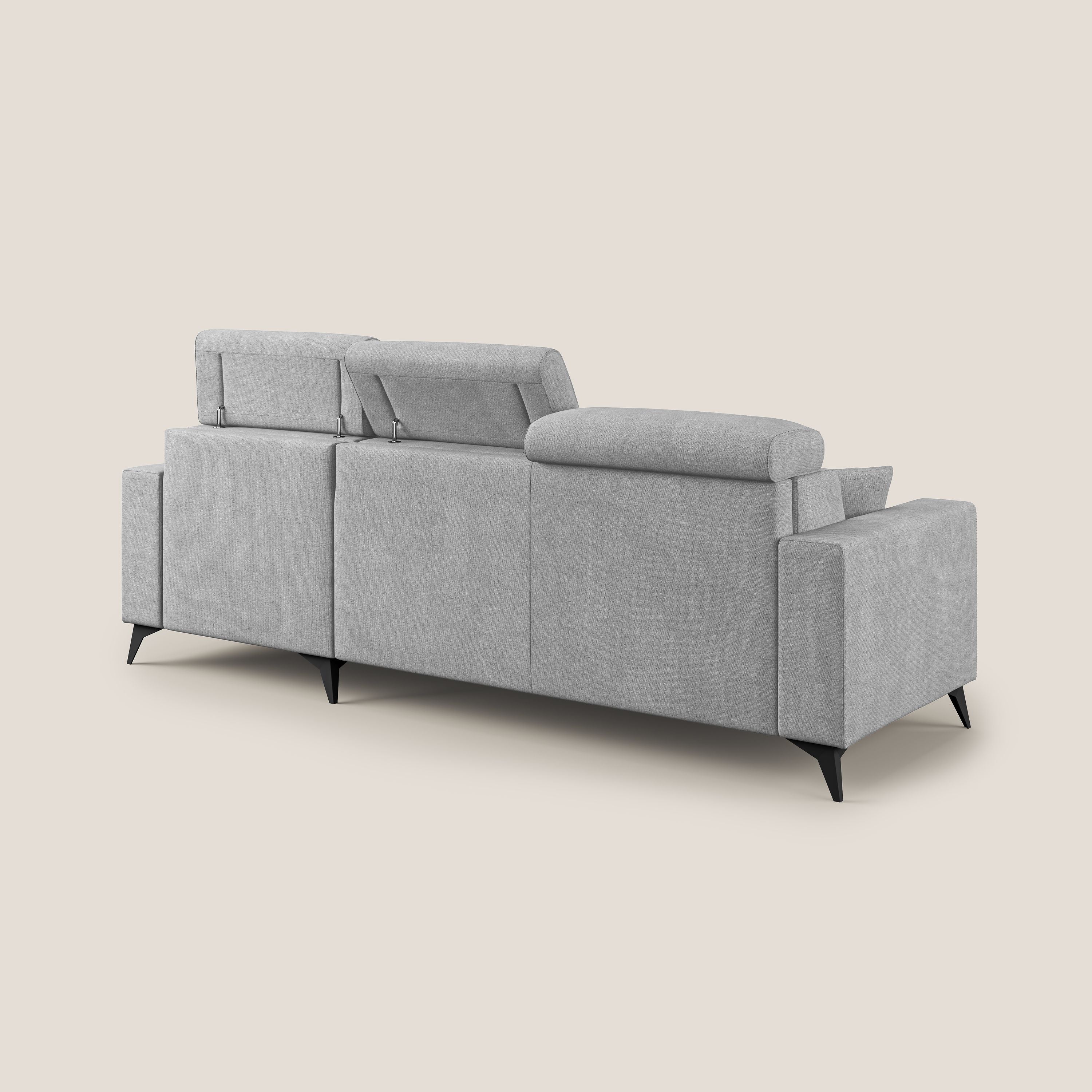 Pegaso canapé convertible d'angle avec têtières inclinables en tissu doux imperméable T02 gris clair - Image 5