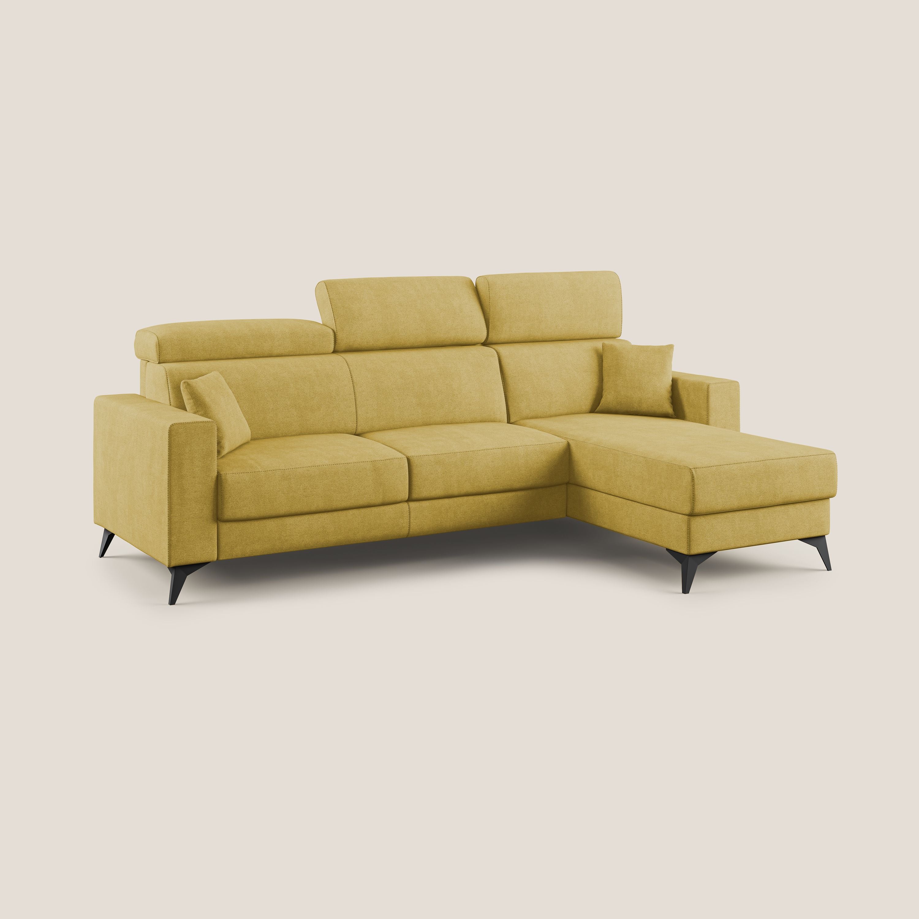 Pegaso canapé convertible d'angle avec têtières inclinables en tissu doux imperméable T02 jaune - Image 3
