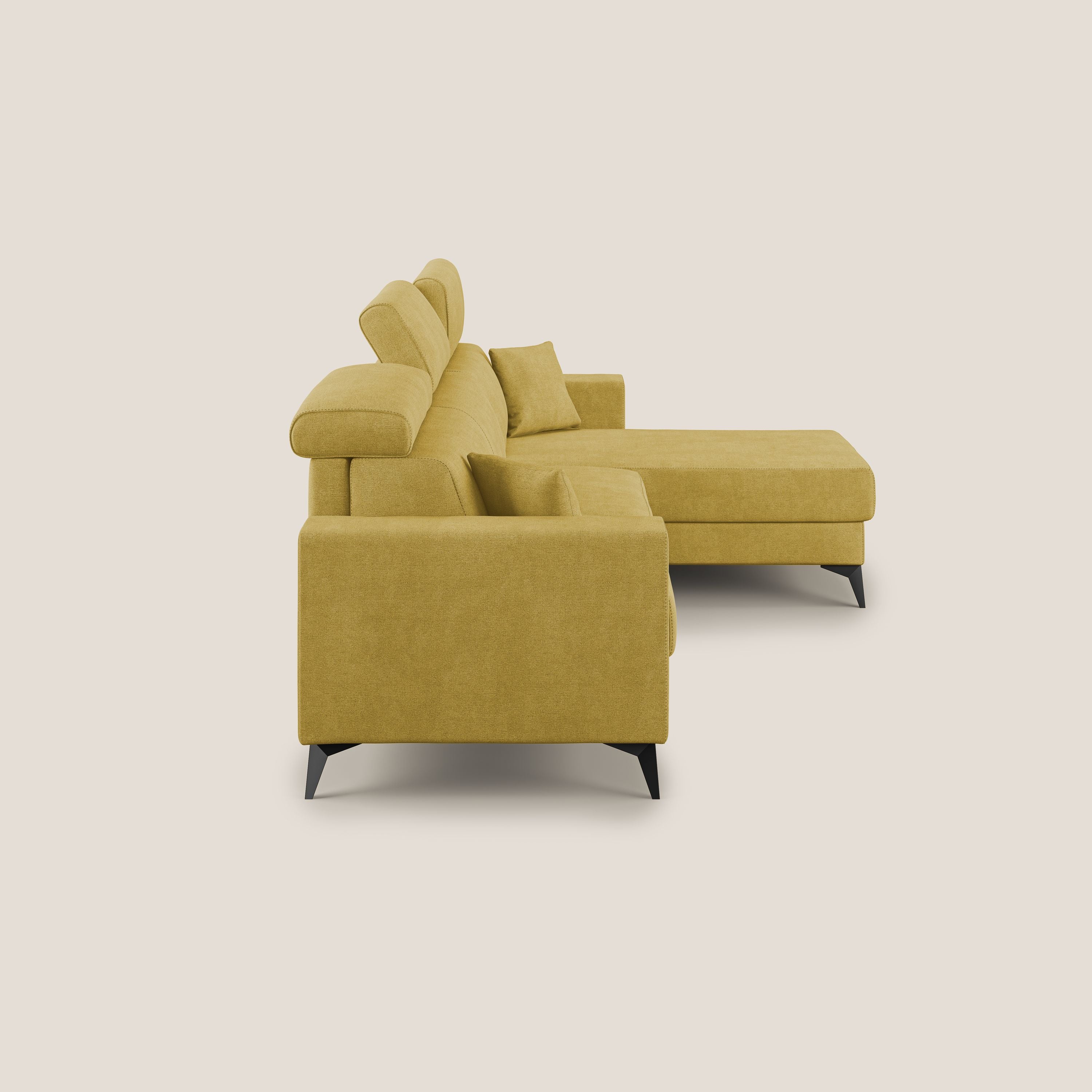 Pegaso canapé convertible d'angle avec têtières inclinables en tissu doux imperméable T02 jaune - Image 4