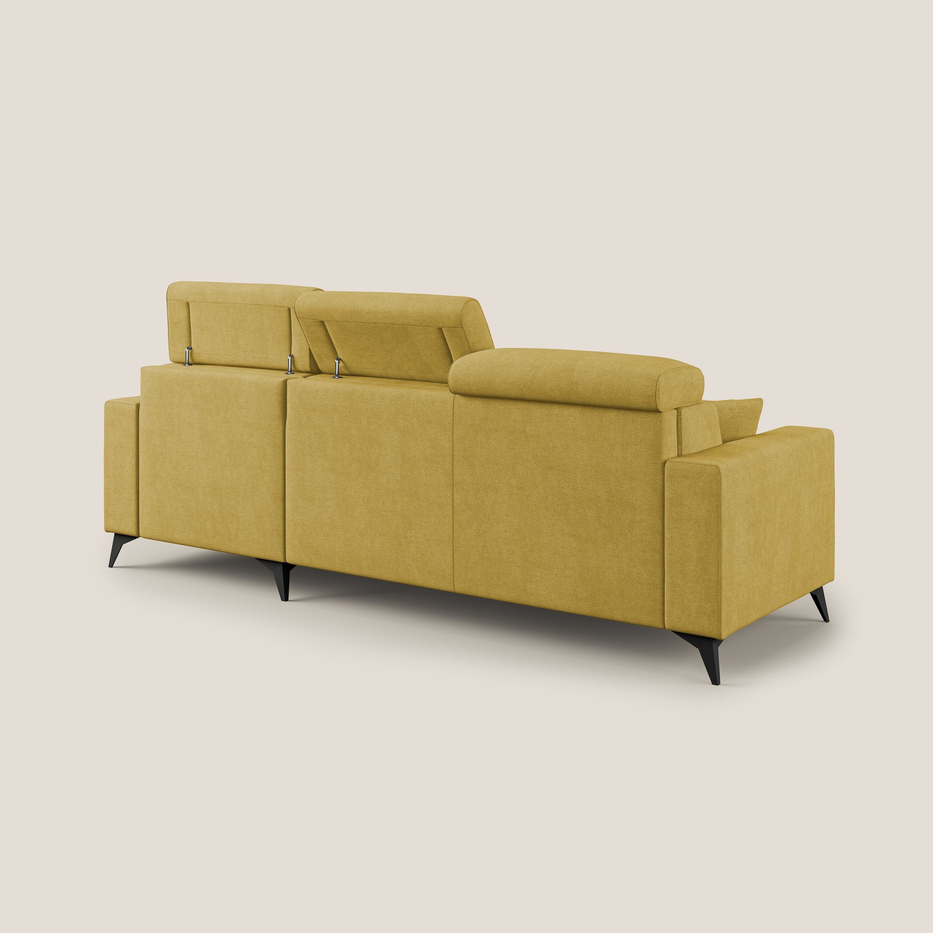 Pegaso canapé convertible d'angle avec têtières inclinables en tissu doux imperméable T02 jaune - Image 5