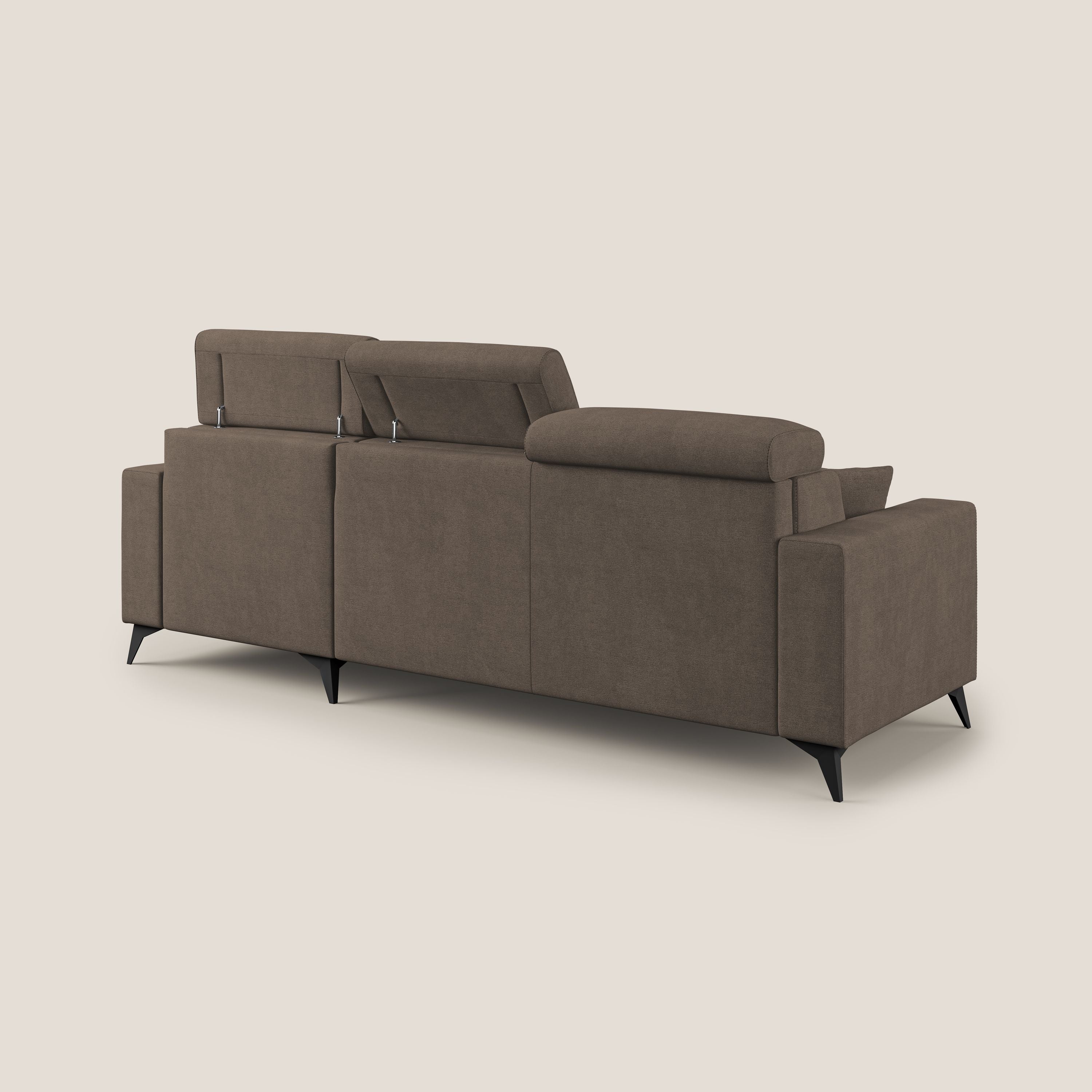 Pegaso canapé convertible d'angle avec têtières inclinables en tissu doux imperméable T02 marron - Image 5