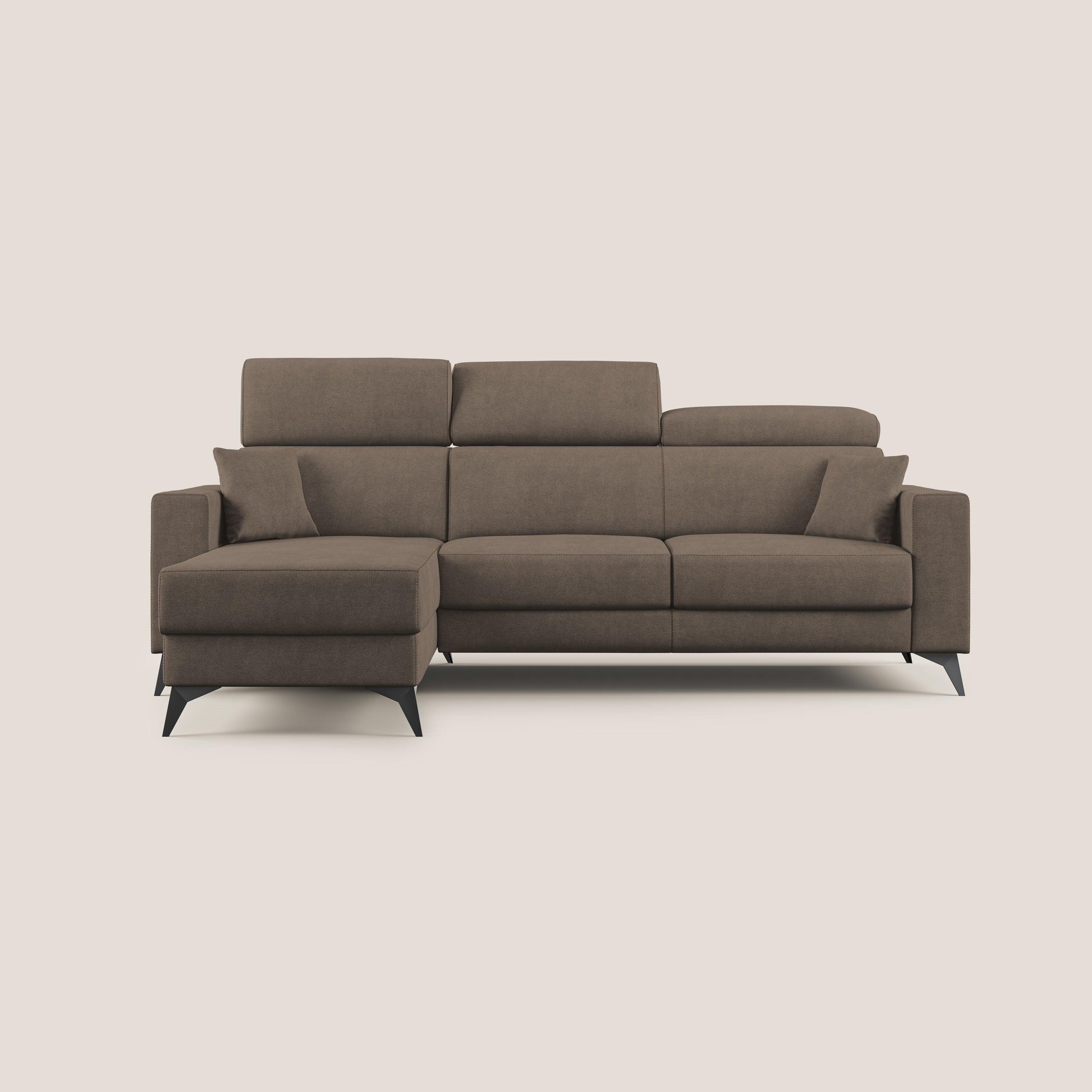 Pegaso canapé convertible d'angle avec têtières inclinables en tissu doux imperméable T02 marron - Image 7