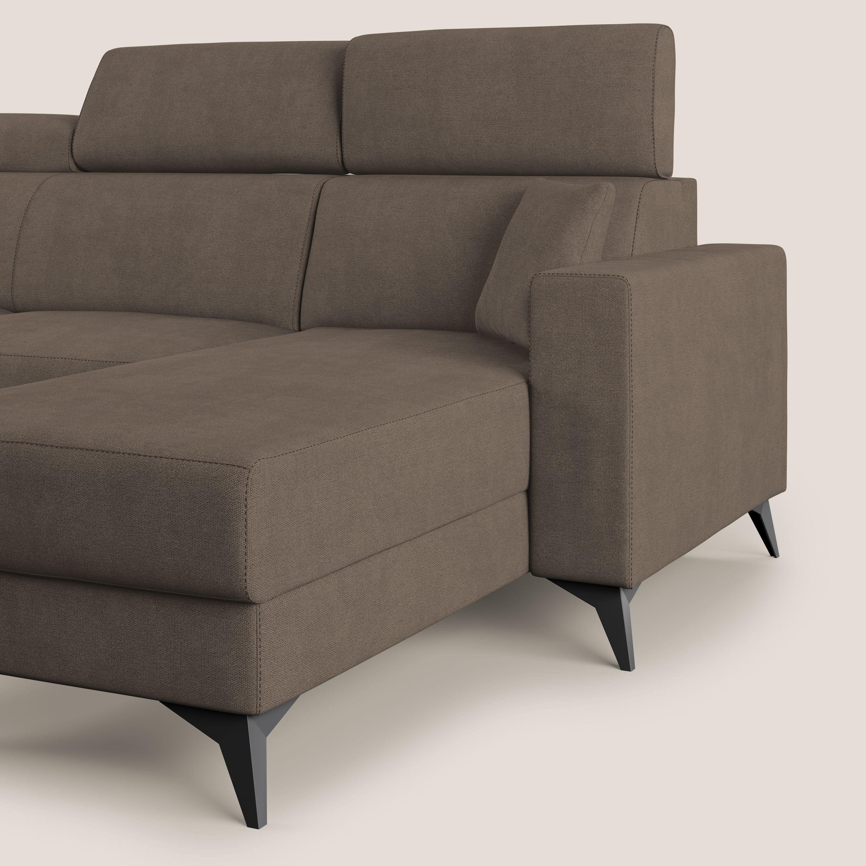 Pegaso canapé convertible d'angle avec têtières inclinables en tissu doux imperméable T02 marron - Image 9