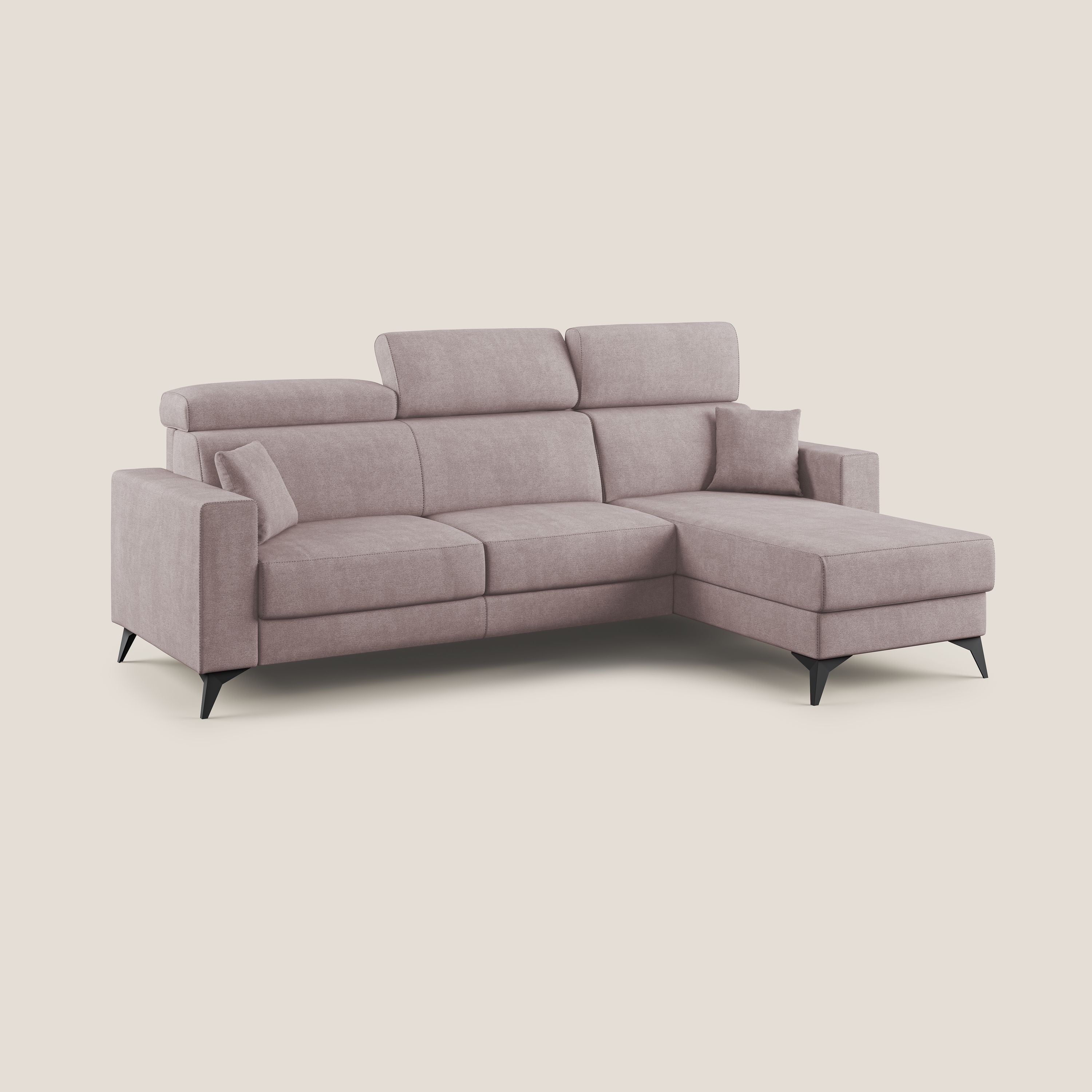 Pegaso canapé convertible d'angle avec têtières inclinables en tissu doux imperméable T02 rose - Image 2