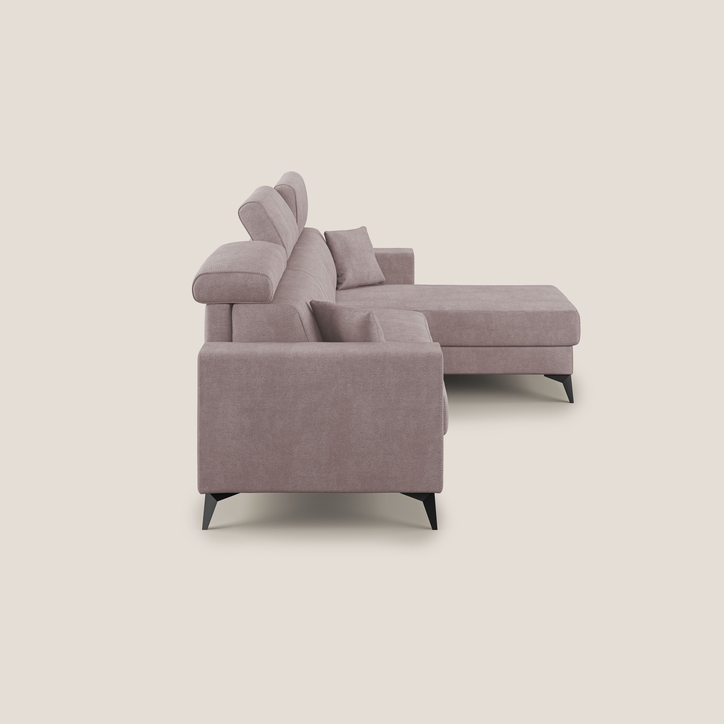 Pegaso canapé convertible d'angle avec têtières inclinables en tissu doux imperméable T02 rose - Image 4