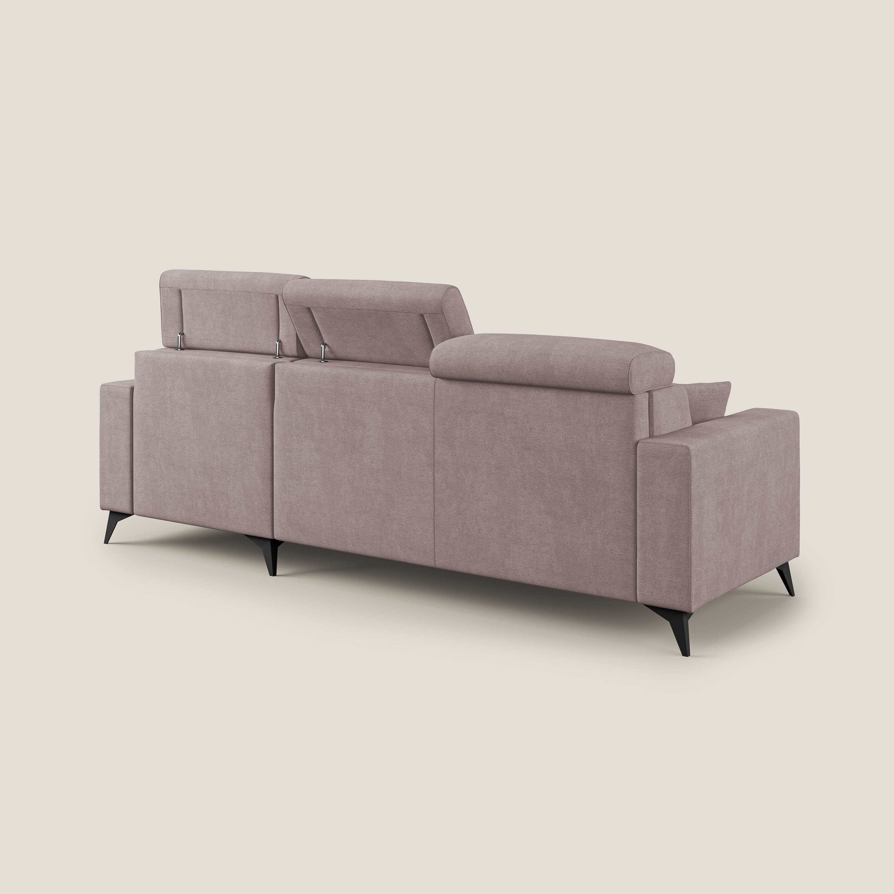 Pegaso canapé convertible d'angle avec têtières inclinables en tissu doux imperméable T02 rose - Image 5