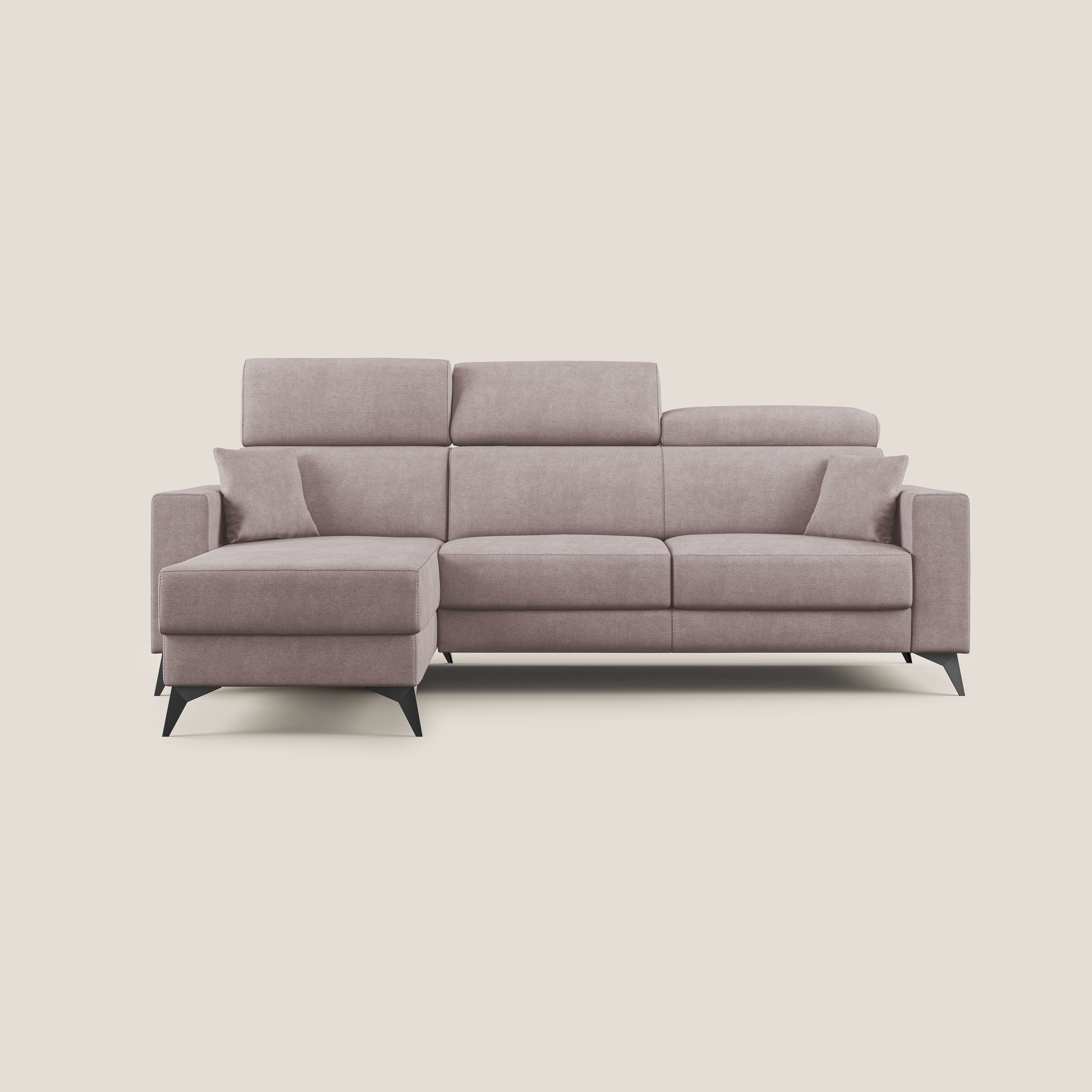 Pegaso canapé convertible d'angle avec têtières inclinables en tissu doux imperméable T02 rose - Image 6