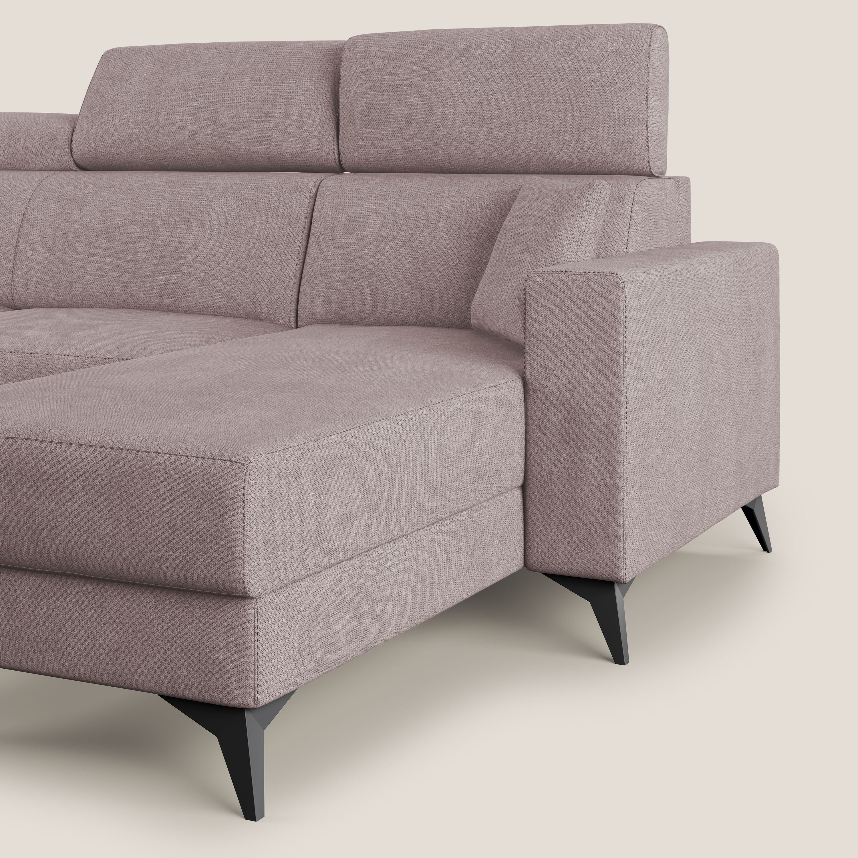 Pegaso canapé convertible d'angle avec têtières inclinables en tissu doux imperméable T02 rose - Image 9