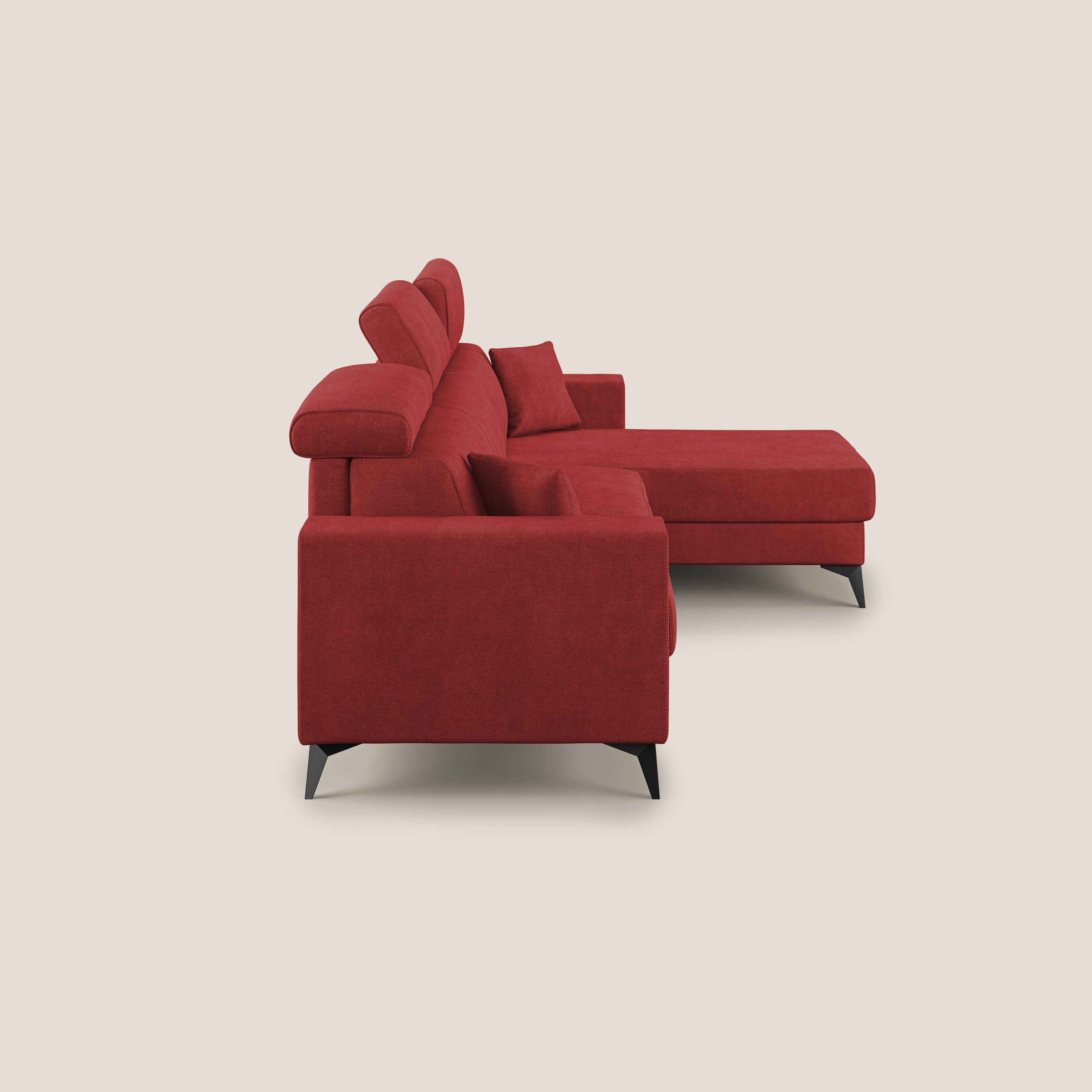 Pegaso canapé convertible d'angle avec têtières inclinables en tissu doux imperméable T02 rouge - Image 4