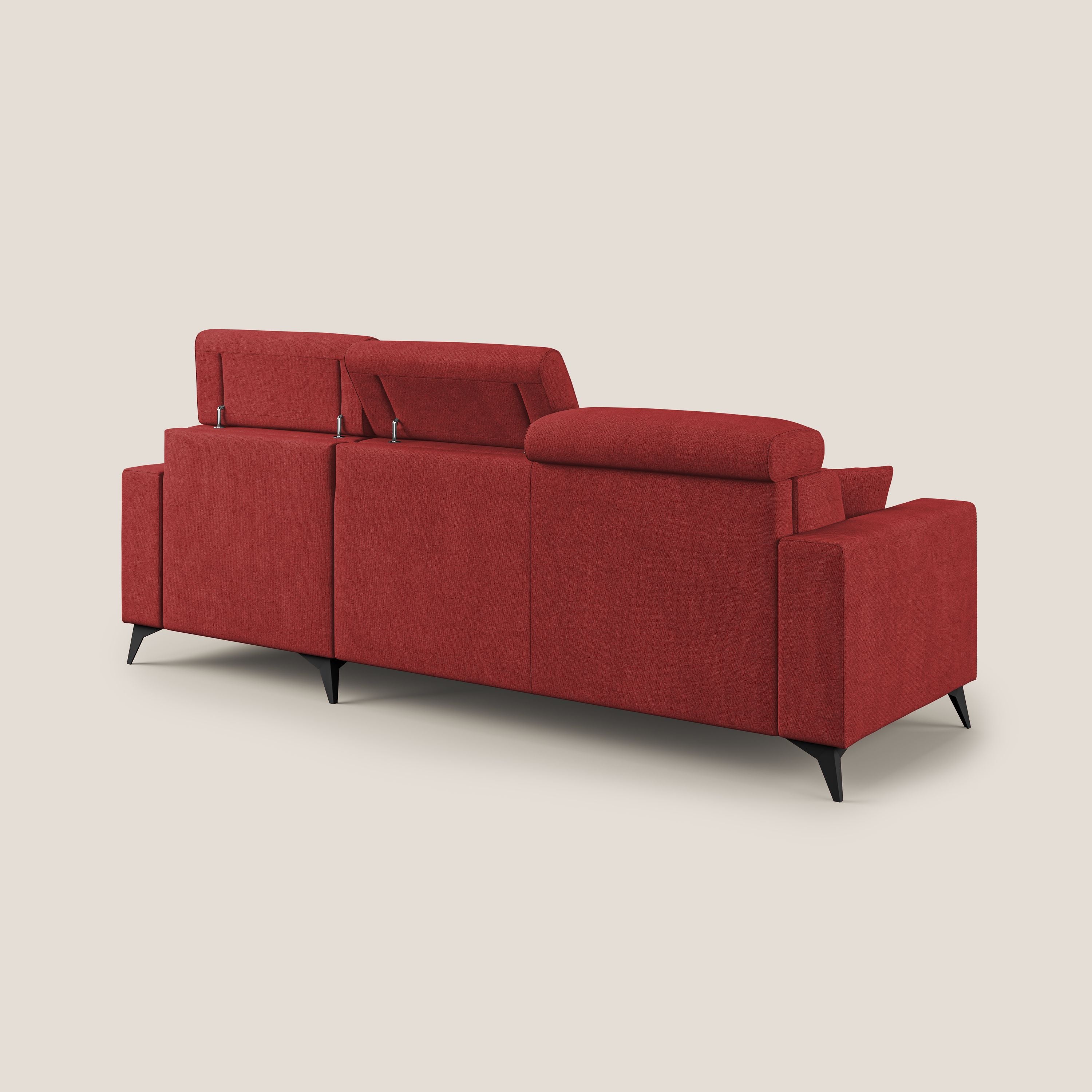 Pegaso canapé convertible d'angle avec têtières inclinables en tissu doux imperméable T02 rouge - Image 5